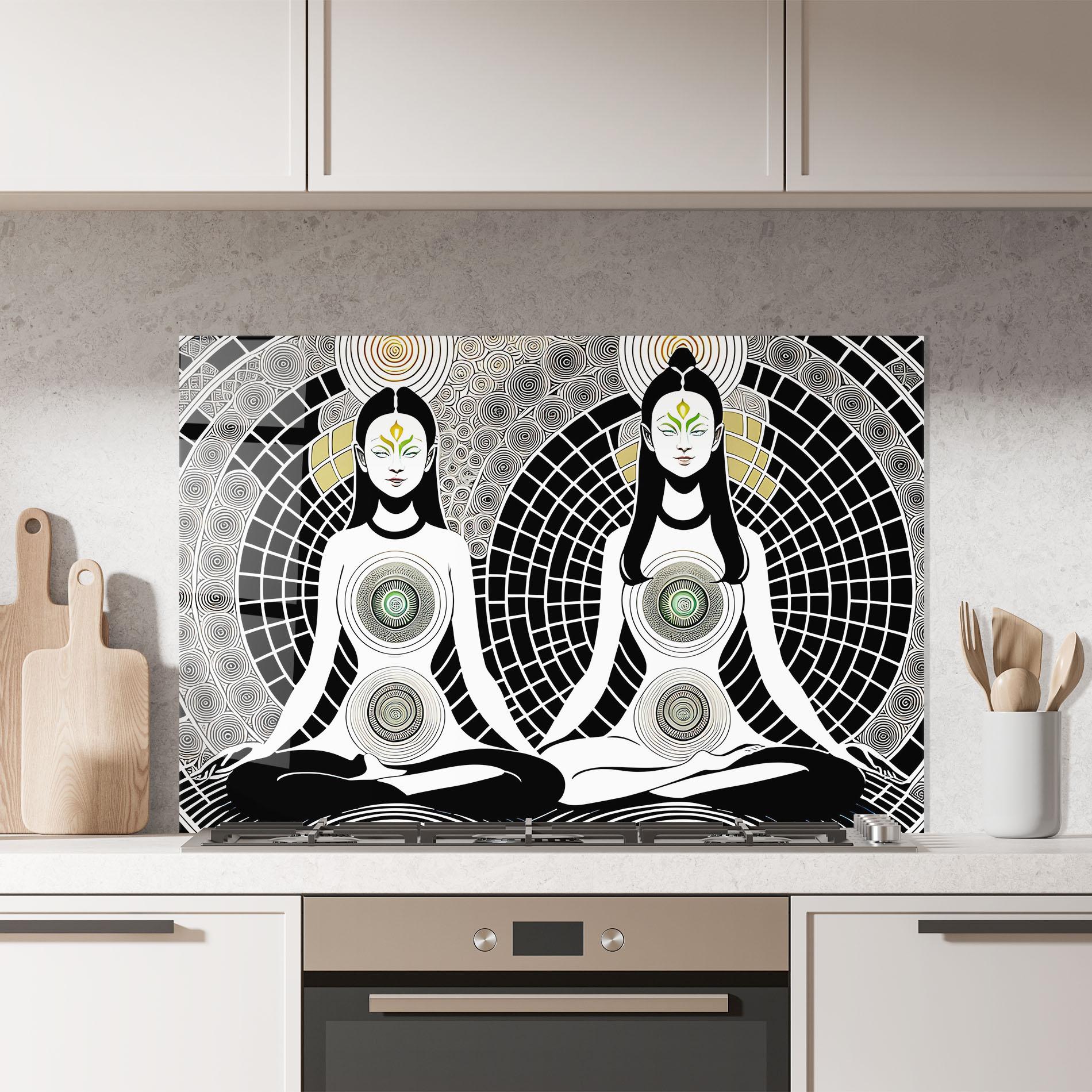 Стъклен панел за кухня Clolorful Meditation mockup 7