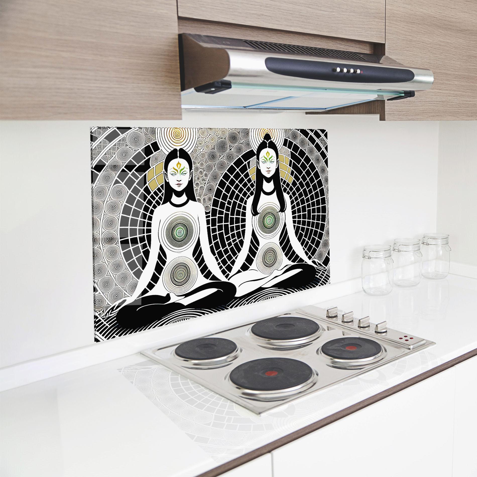 Стъклен панел за кухня Clolorful Meditation mockup 8