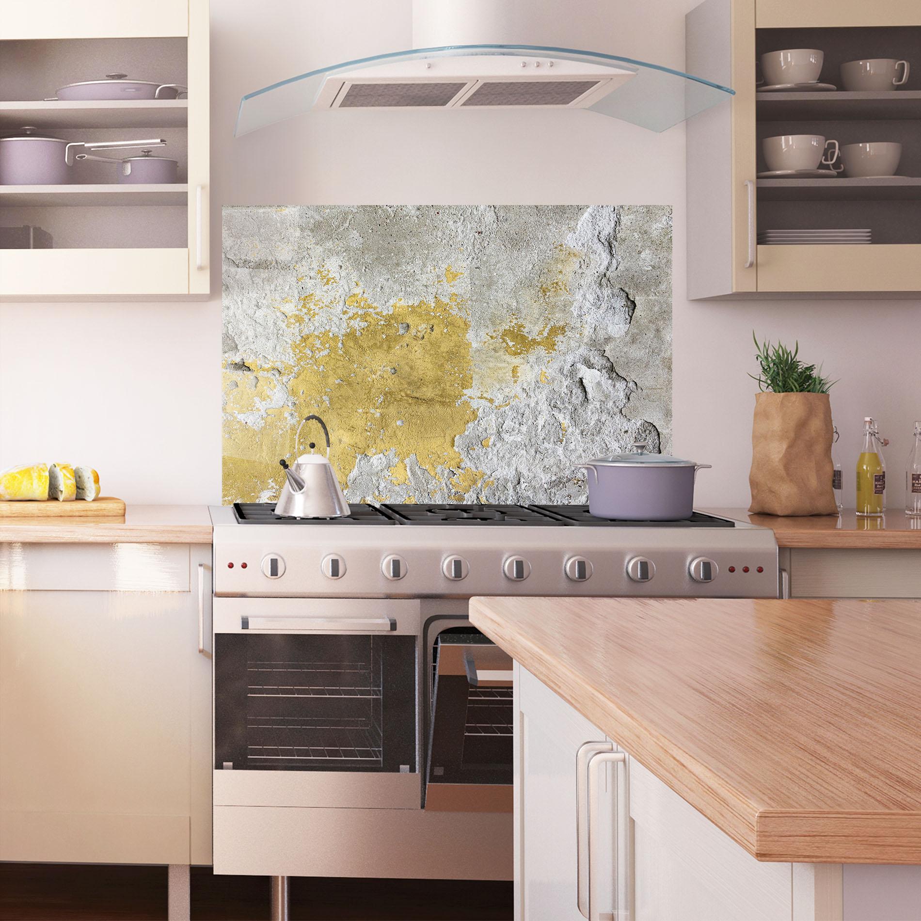 Стъклен панел за кухня Yellowish Ciment mockup 1