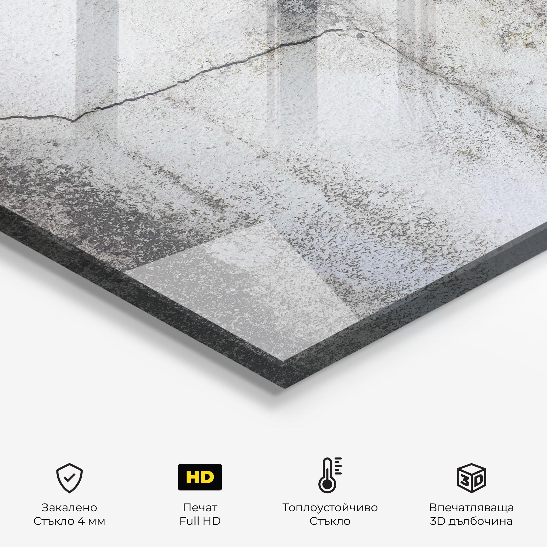 Стъклен панел за кухня Little Cracks Ciment mockup 2