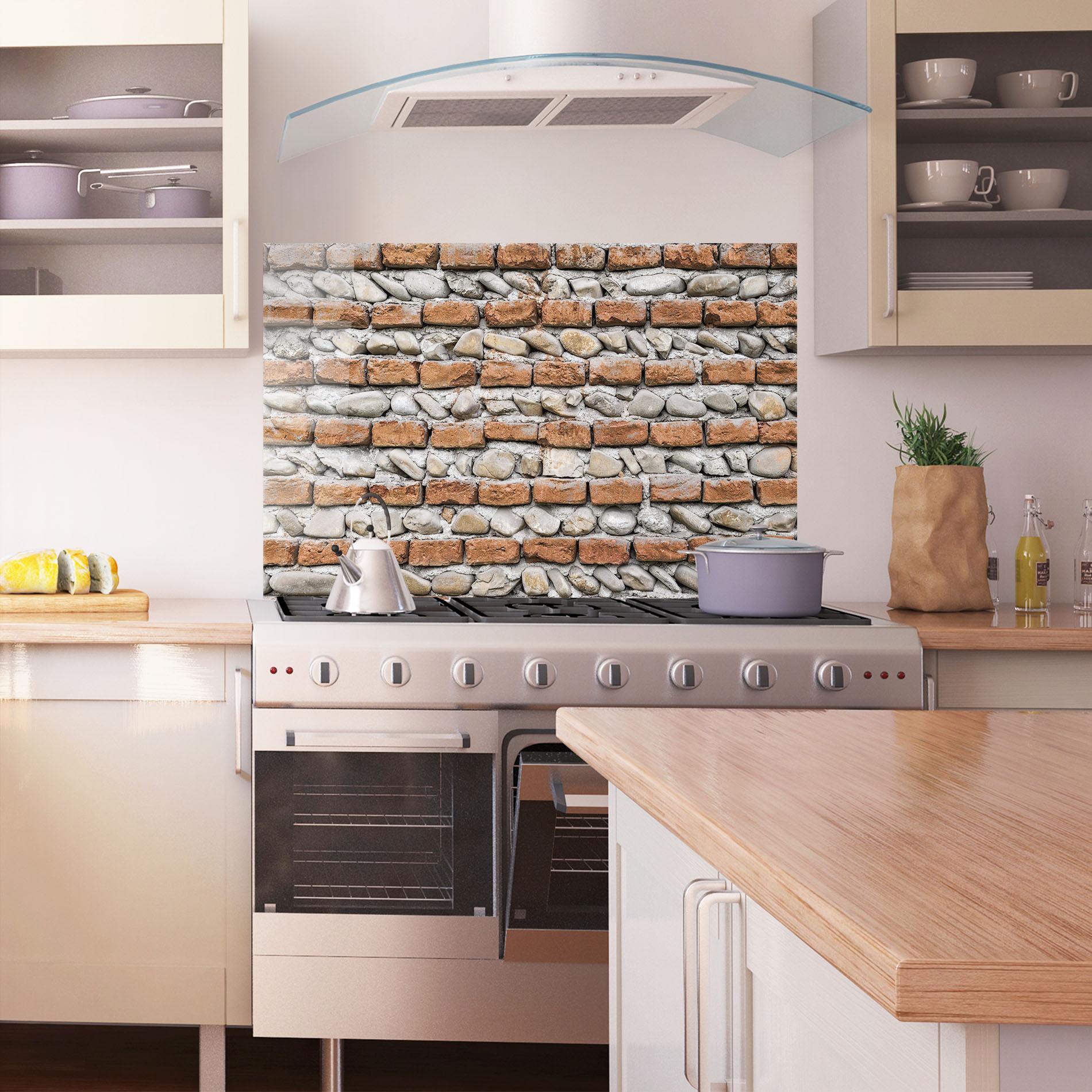 Стъклен панел за кухня Bricks With Stones mockup 1