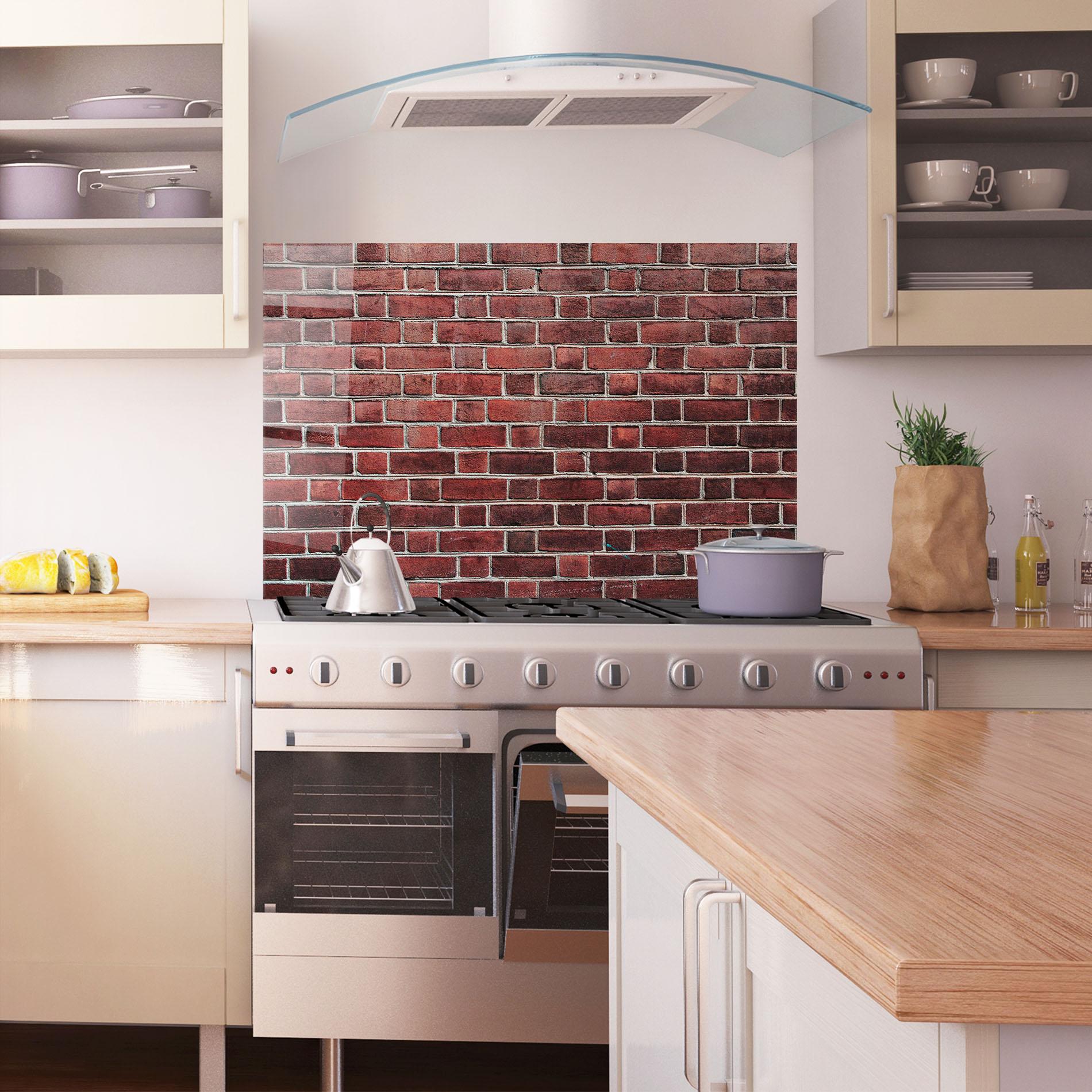 Стъклен панел за кухня Burgundy Bricks mockup 1