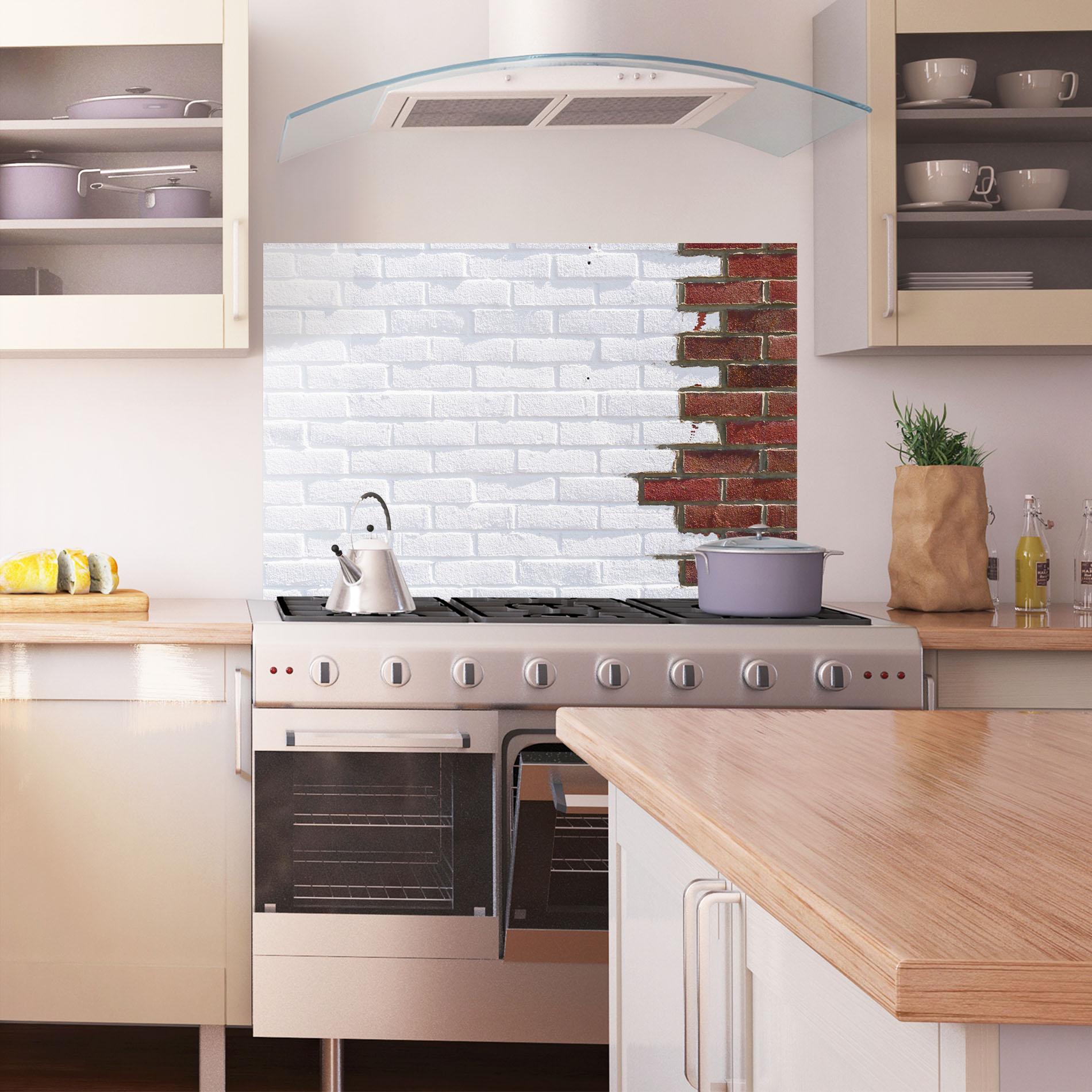Стъклен панел за кухня Two Tone Bricks mockup 1