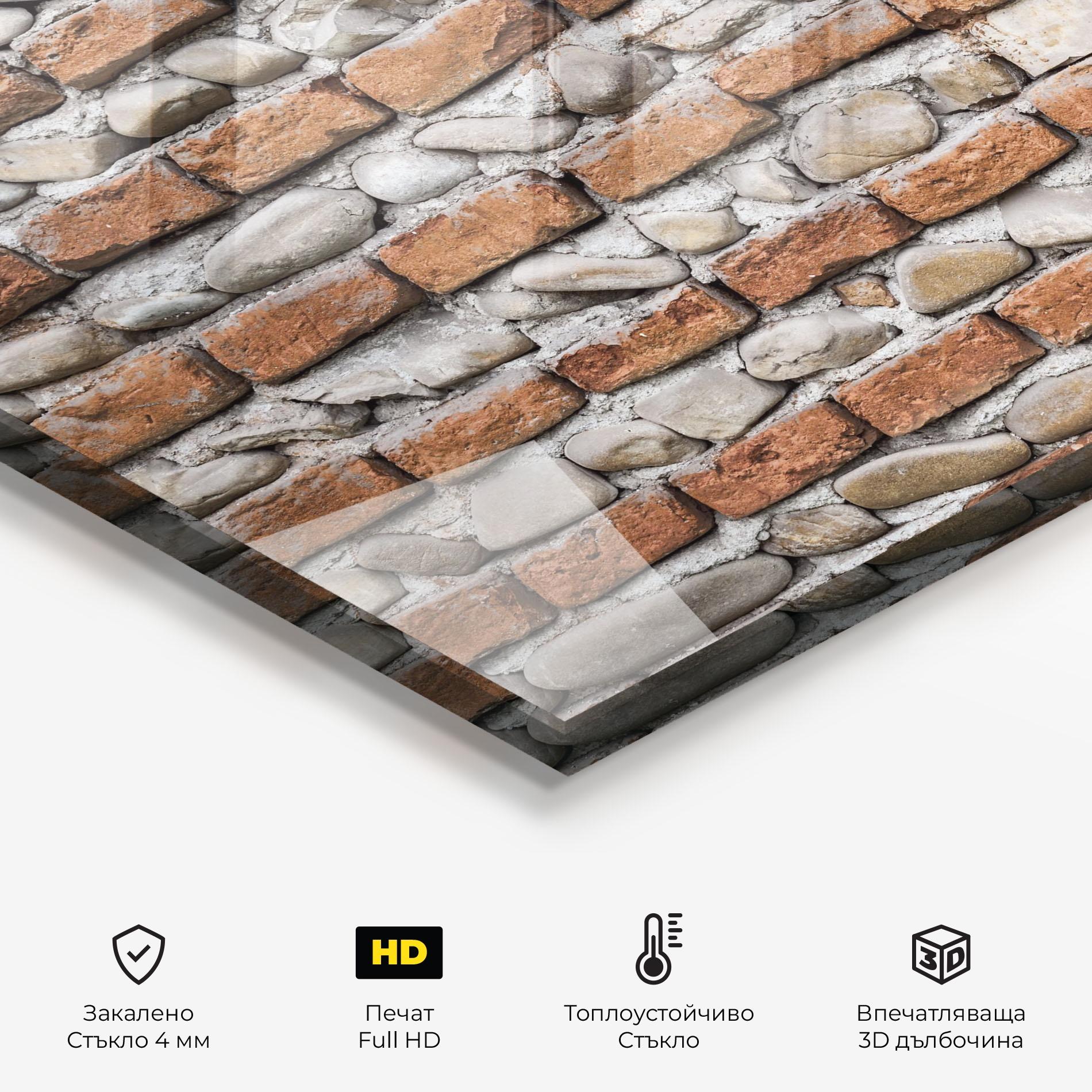Стъклен панел за кухня Bricks With Stones mockup 2