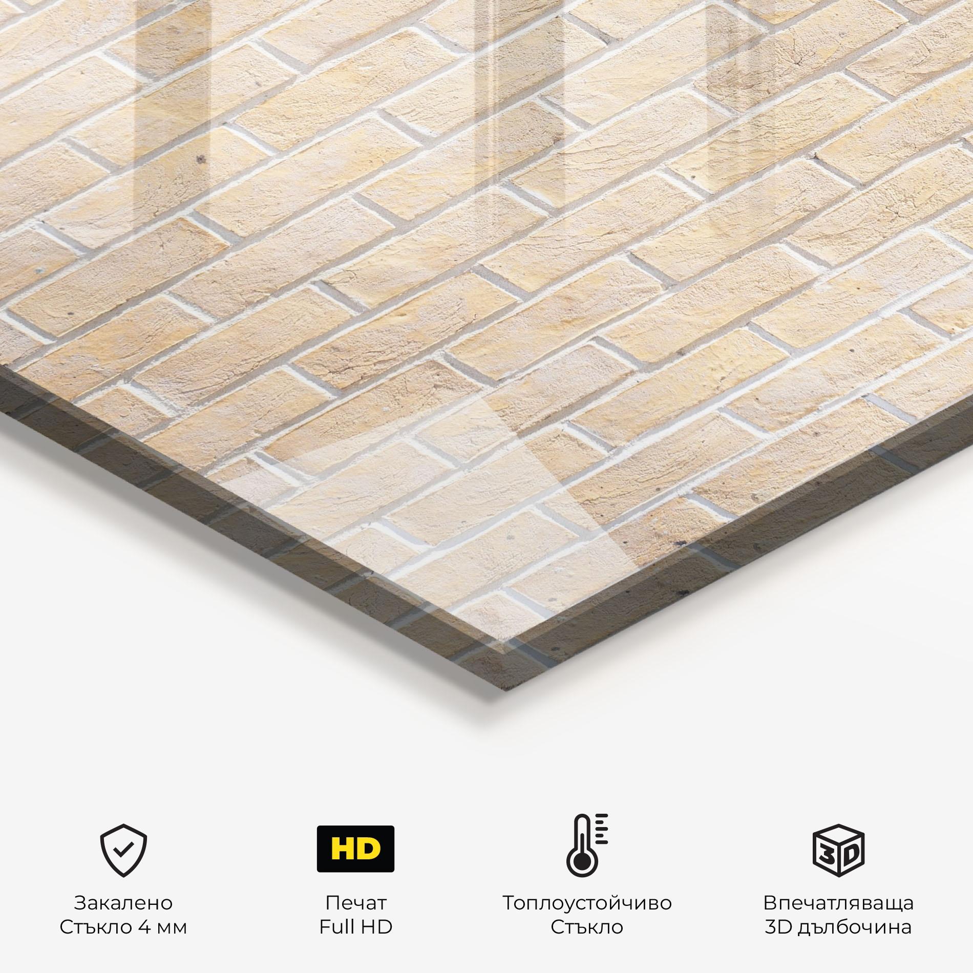 Стъклен панел за кухня Rough Bricks mockup 2