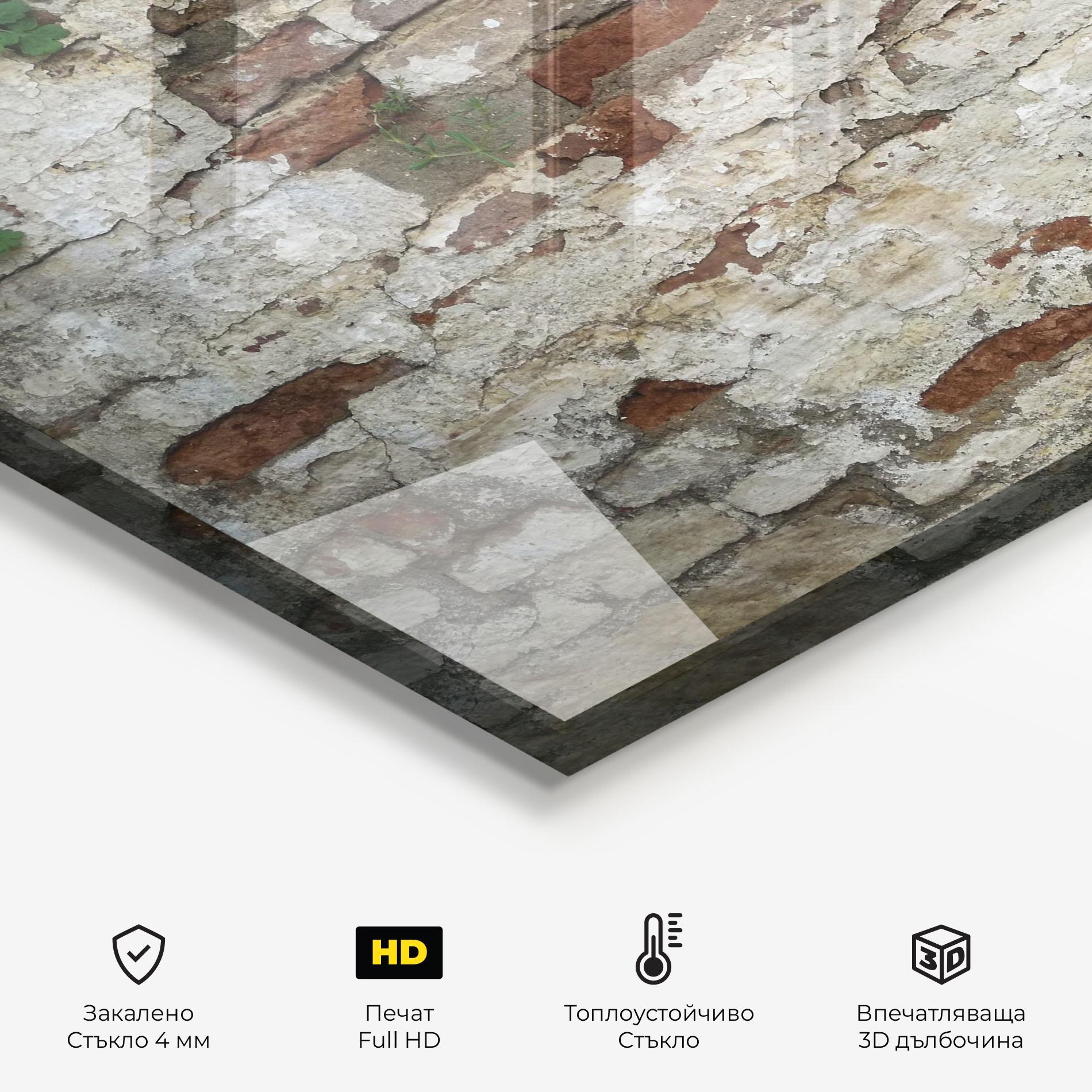 Стъклен панел за кухня Shabby Bricks mockup 2