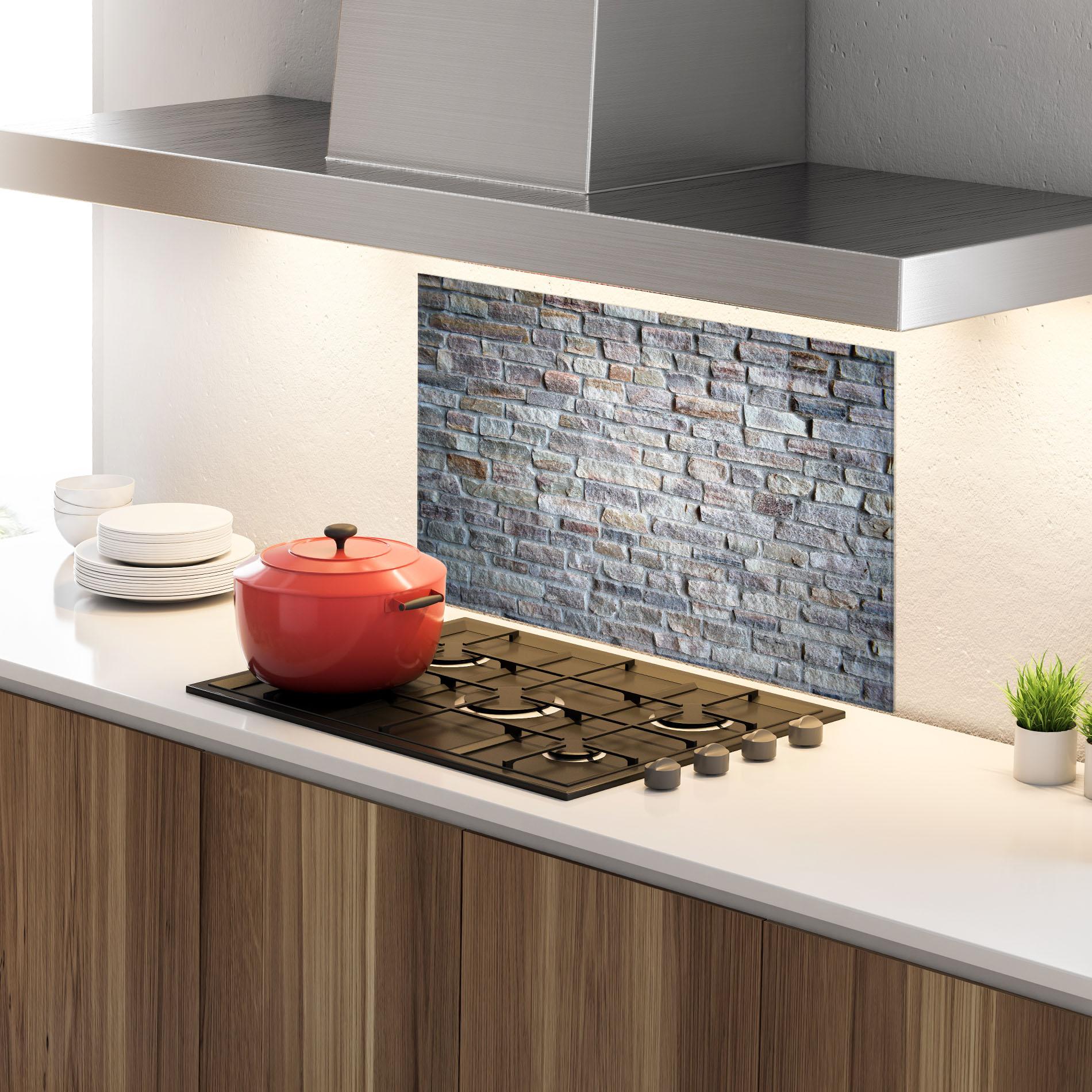 Стъклен панел за кухня Greyish Bircks mockup 4