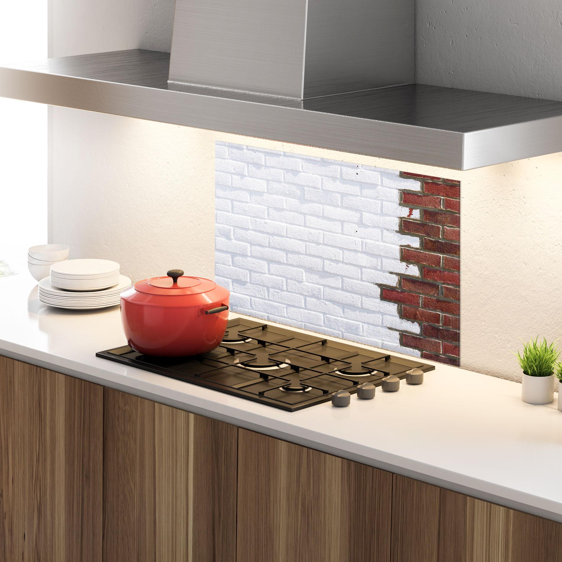 Стъклен панел за кухня Two Tone Bricks mockup 4