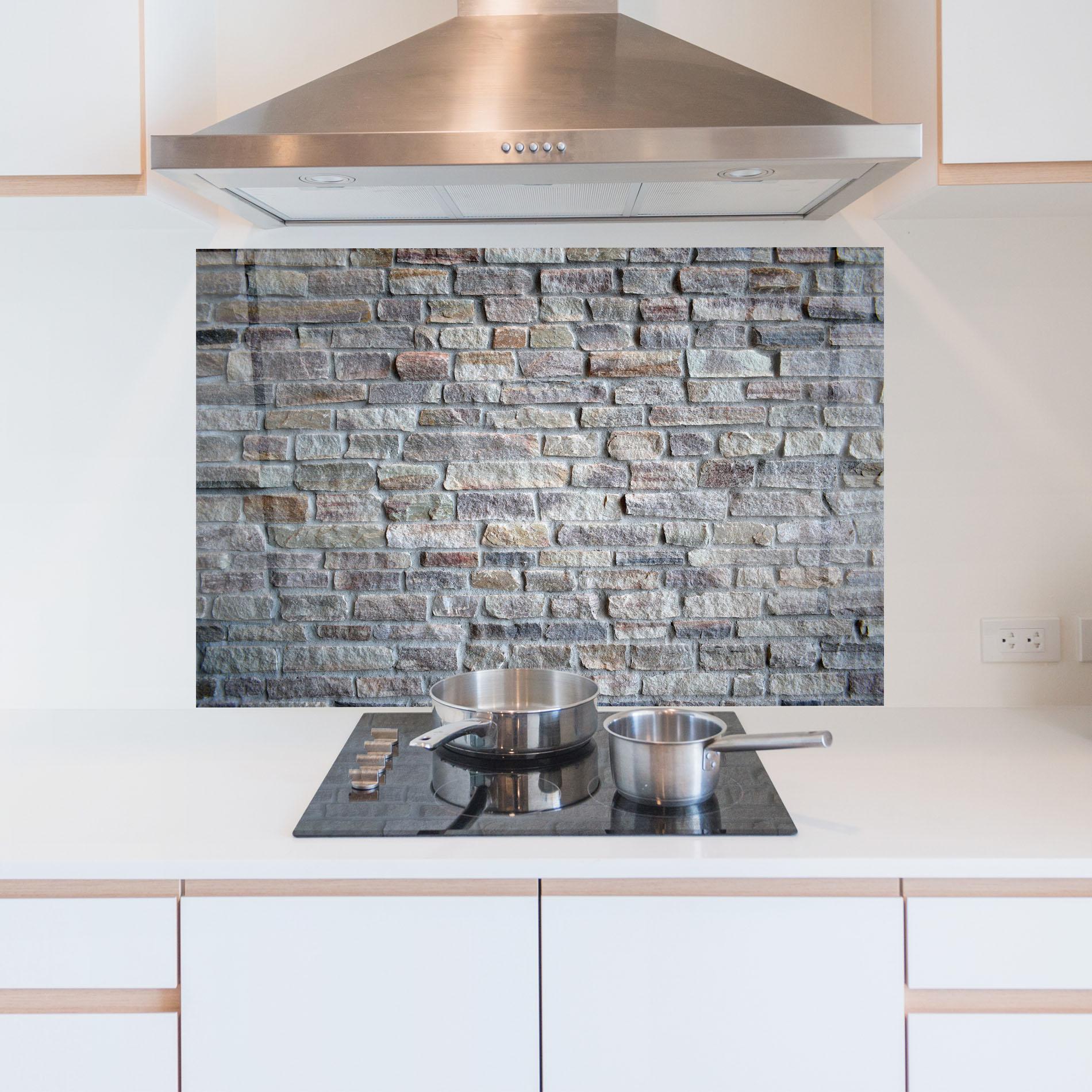 Стъклен панел за кухня Greyish Bircks mockup 5