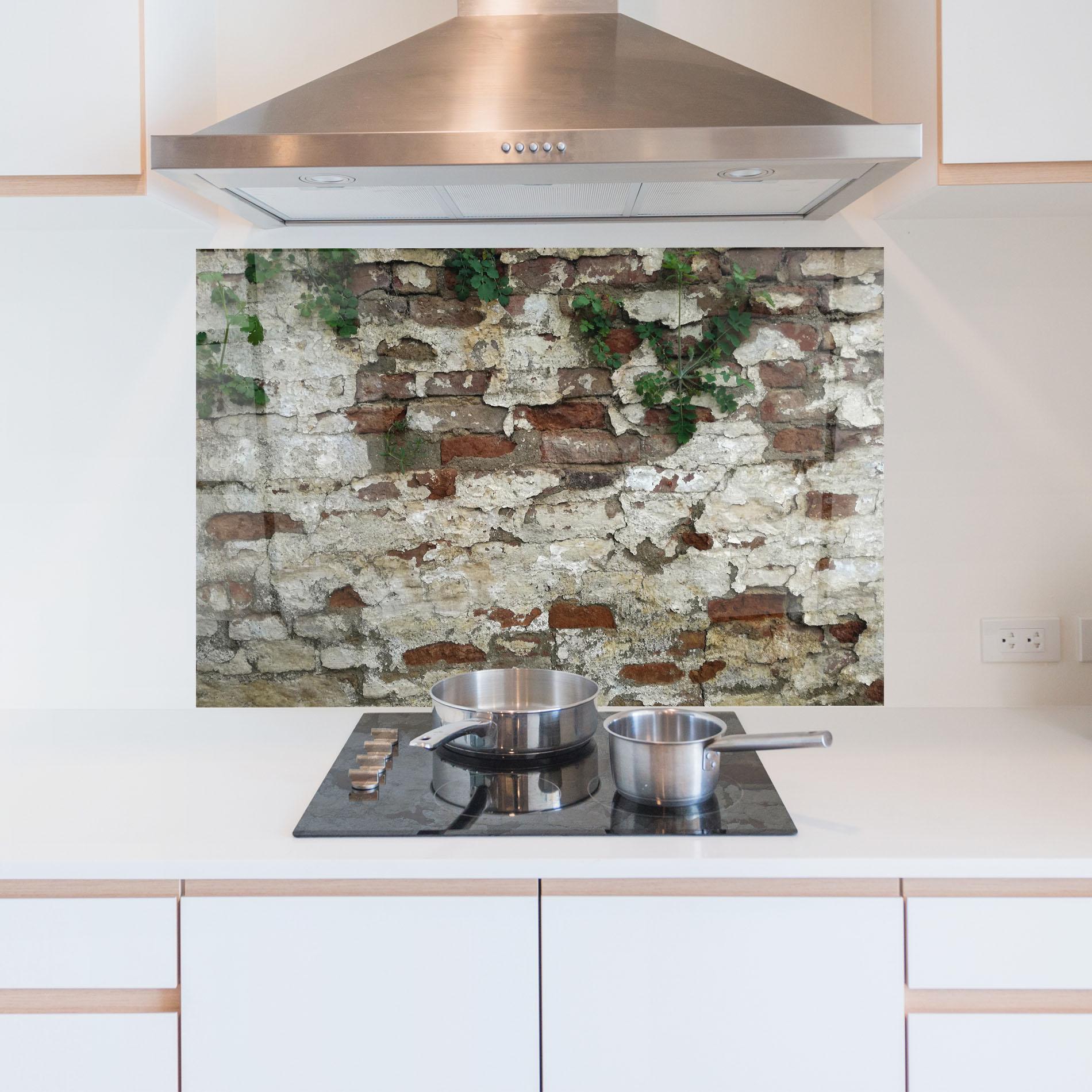 Стъклен панел за кухня Shabby Bricks mockup 5