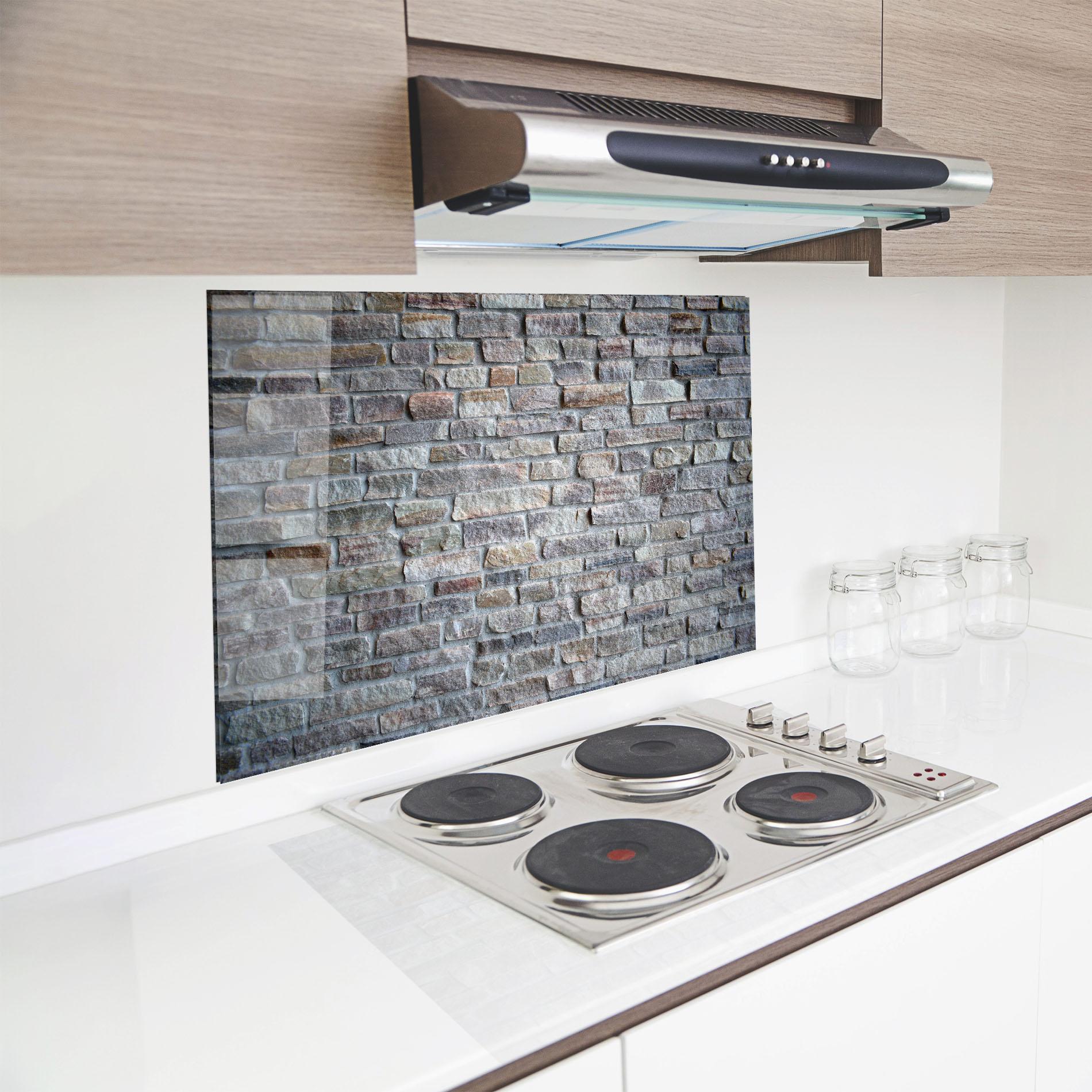 Стъклен панел за кухня Greyish Bircks mockup 8