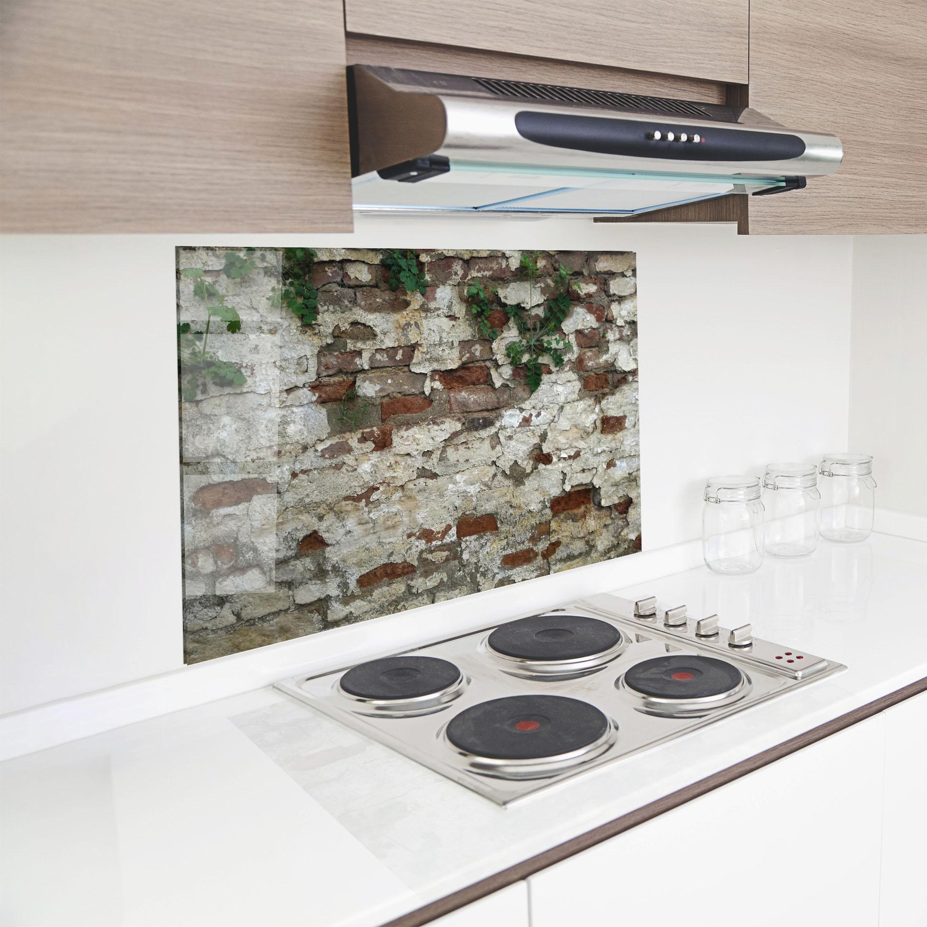 Стъклен панел за кухня Shabby Bricks mockup 8