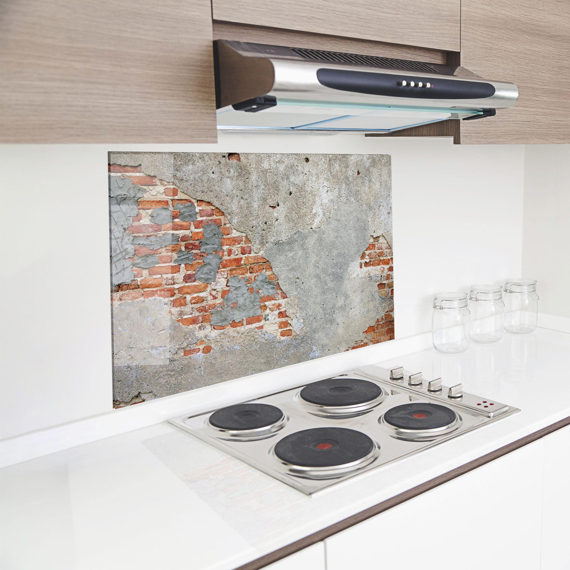 Стъклен панел за кухня Vintage Old Bricks 2 mockup 8