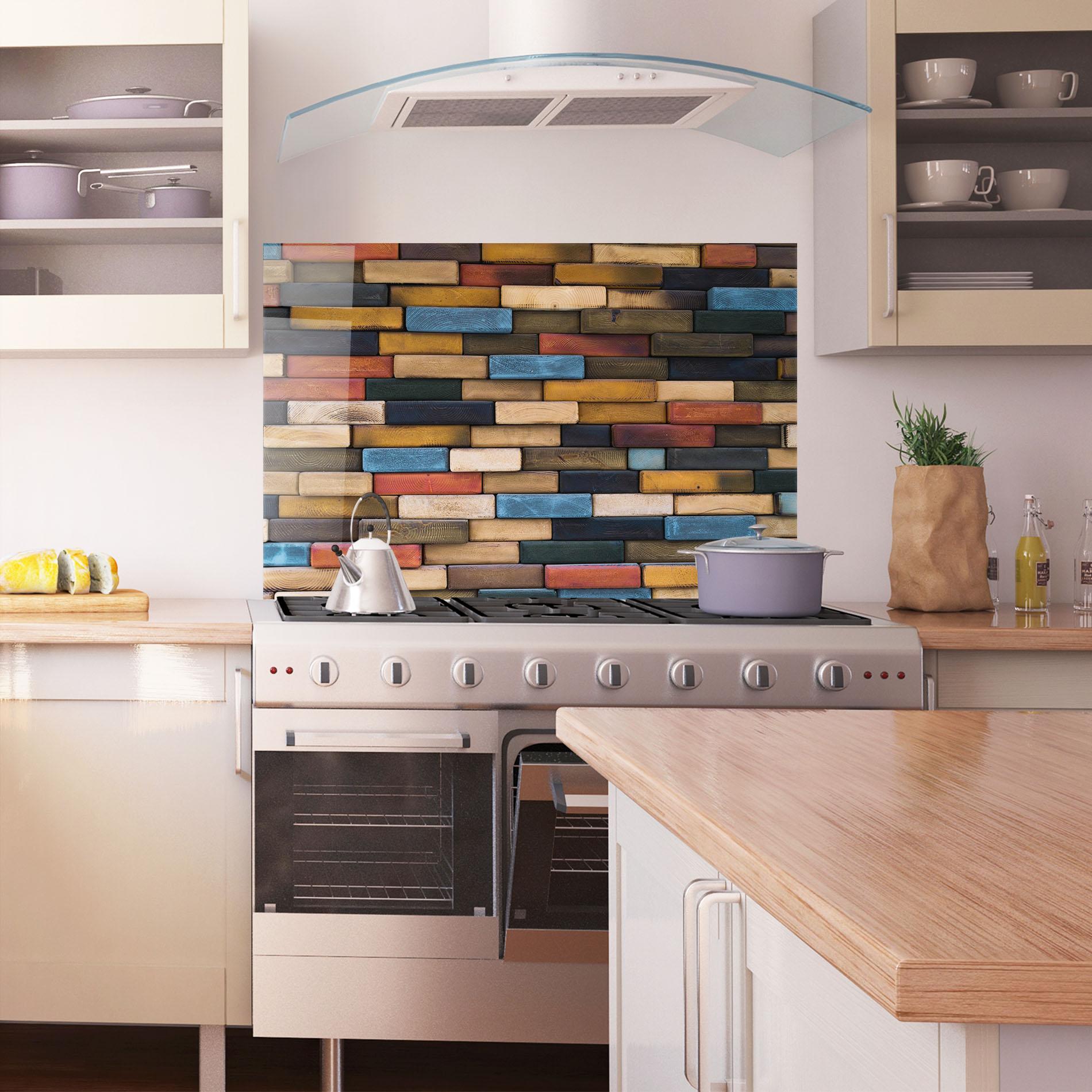 Стъклен панел за кухня Colorul Wood mockup 1