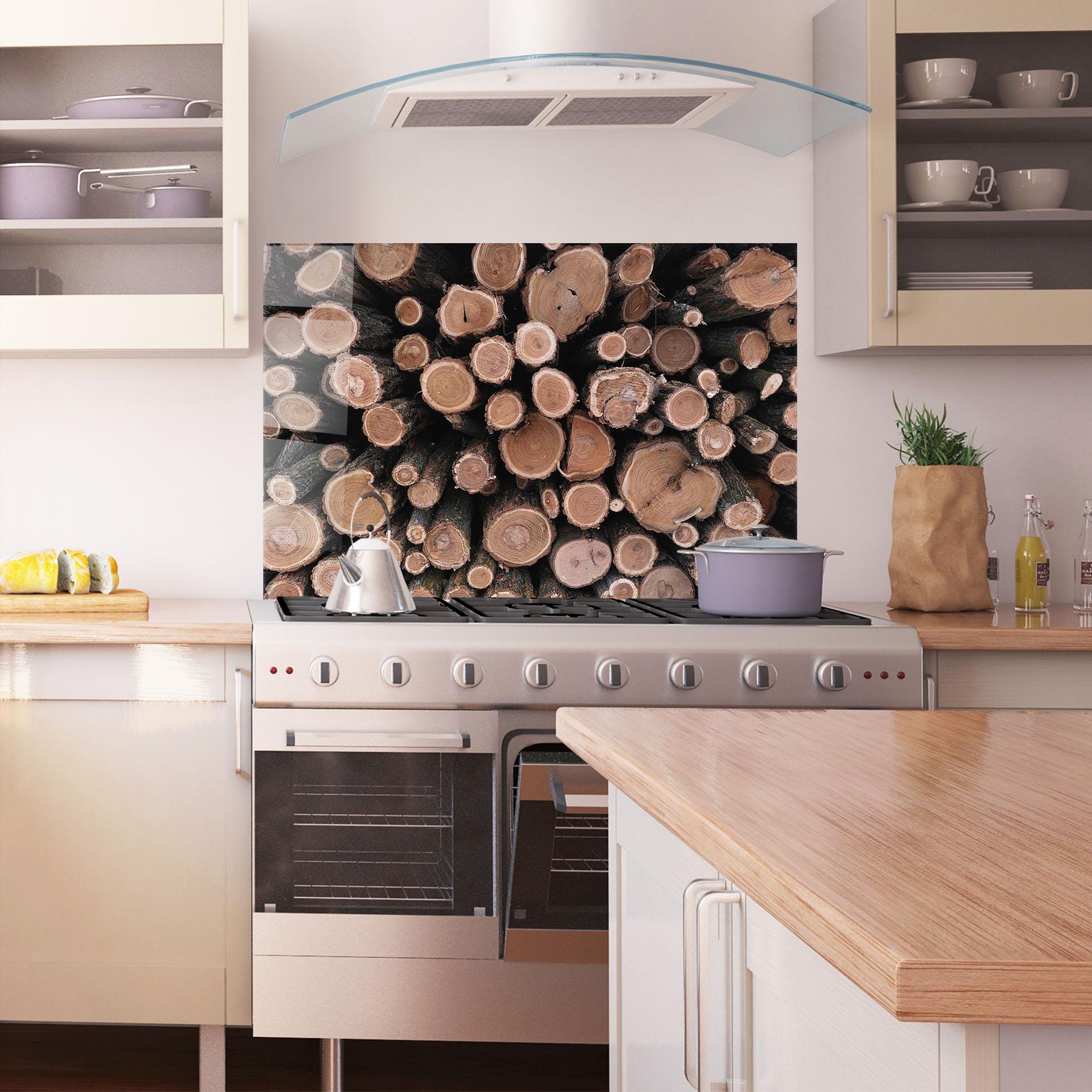 Стъклен панел за кухня Many Logs mockup 1