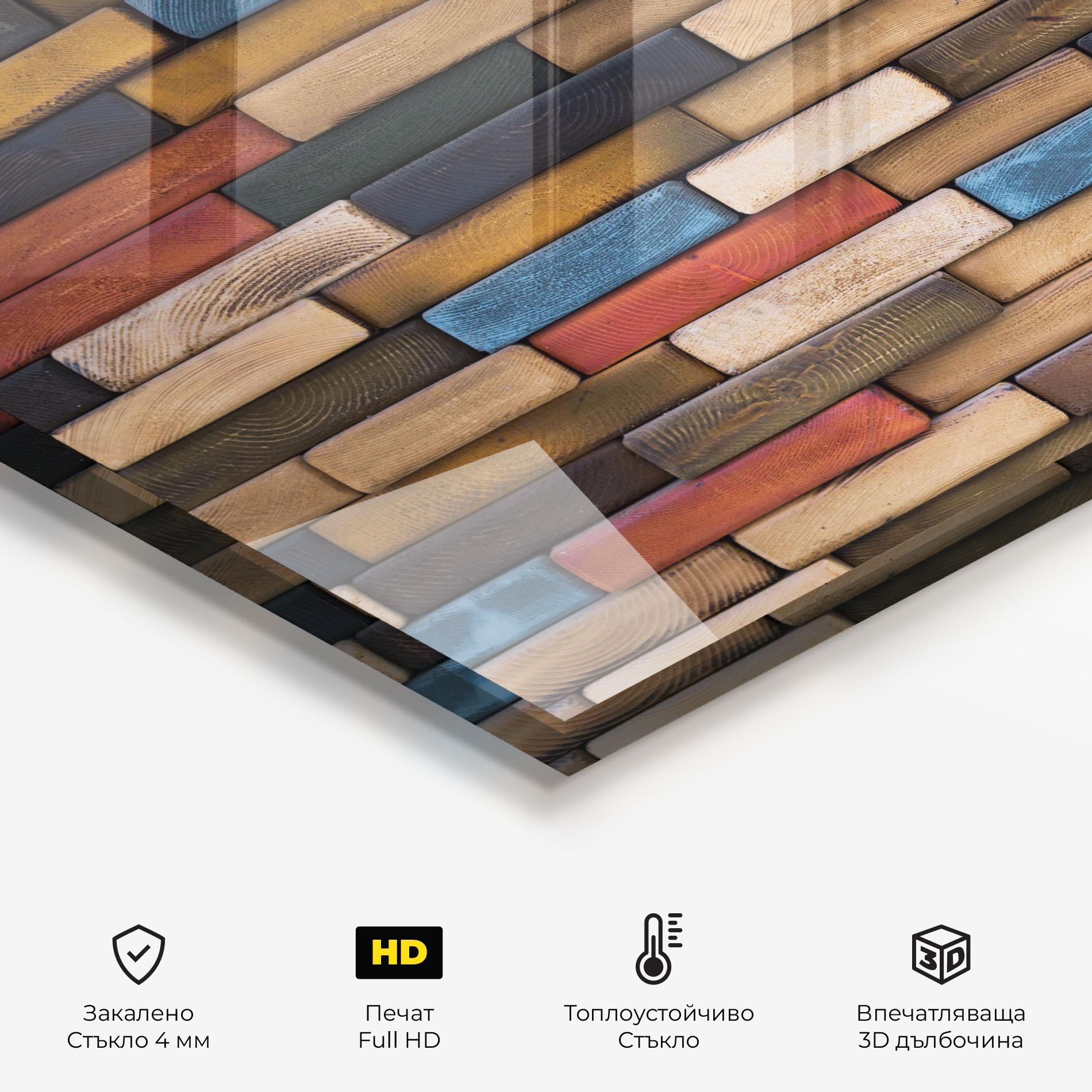 Стъклен панел за кухня Colorul Wood mockup 2