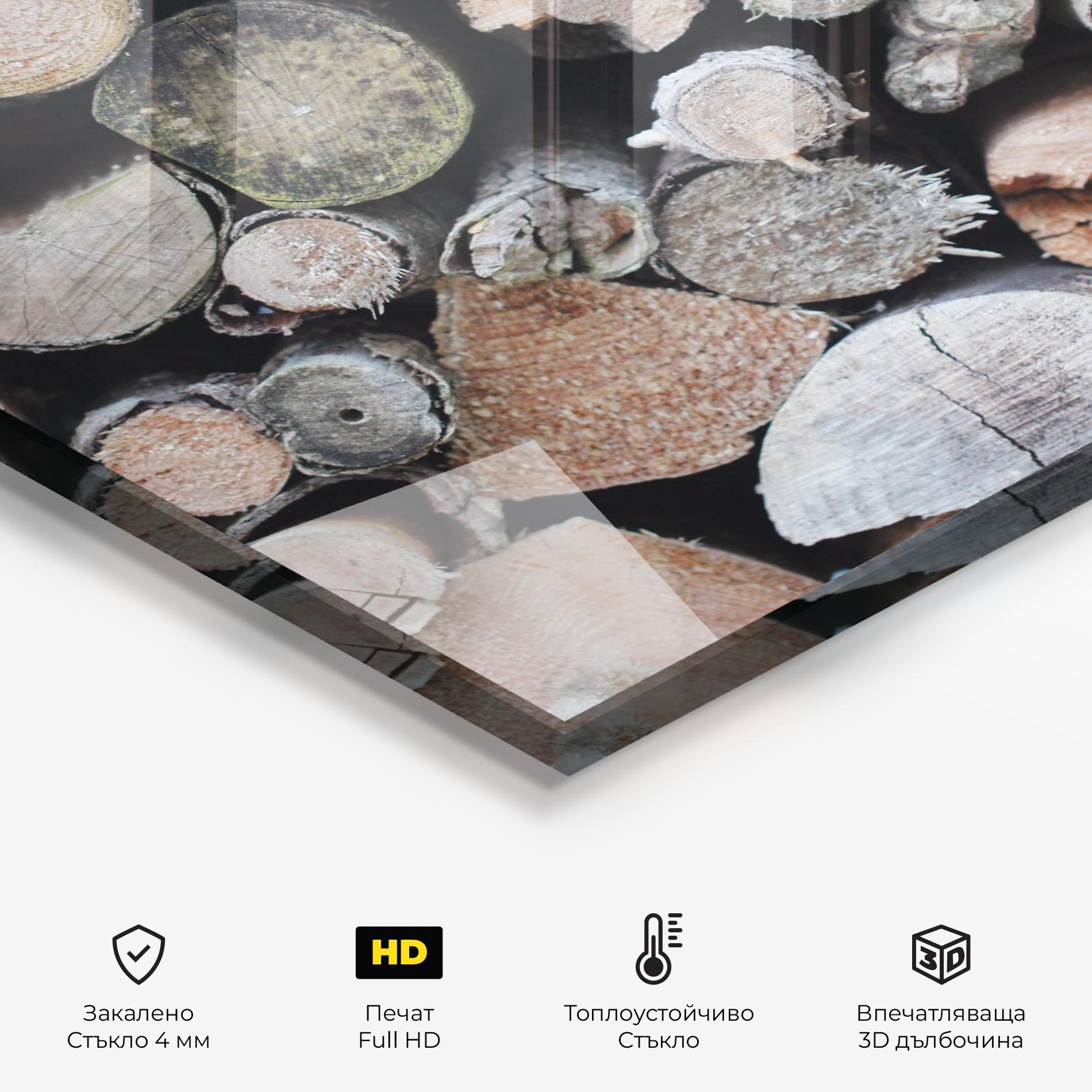 Стъклен панел за кухня Many Logs 2 mockup 2