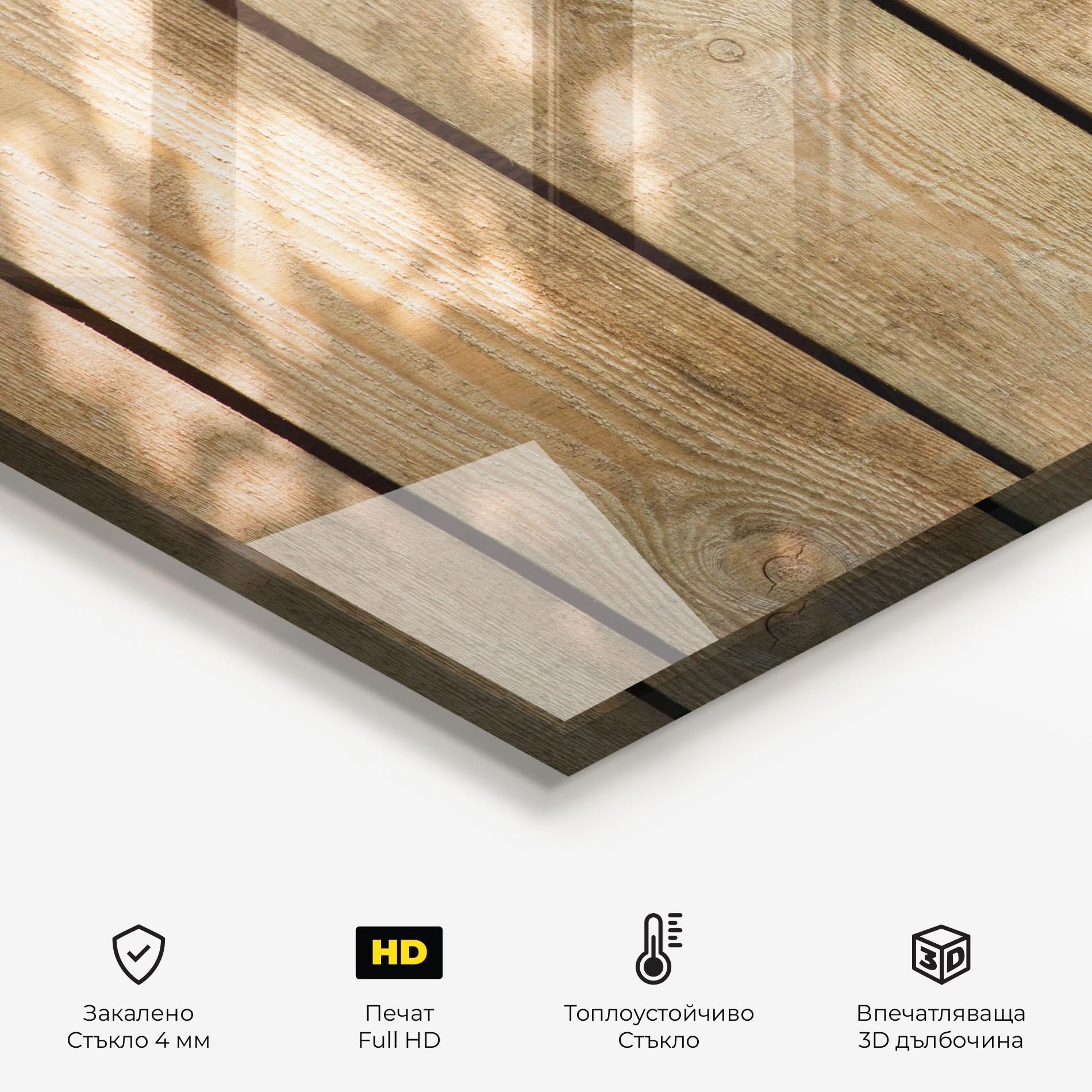 Стъклен панел за кухня Shadows On Wood mockup 2