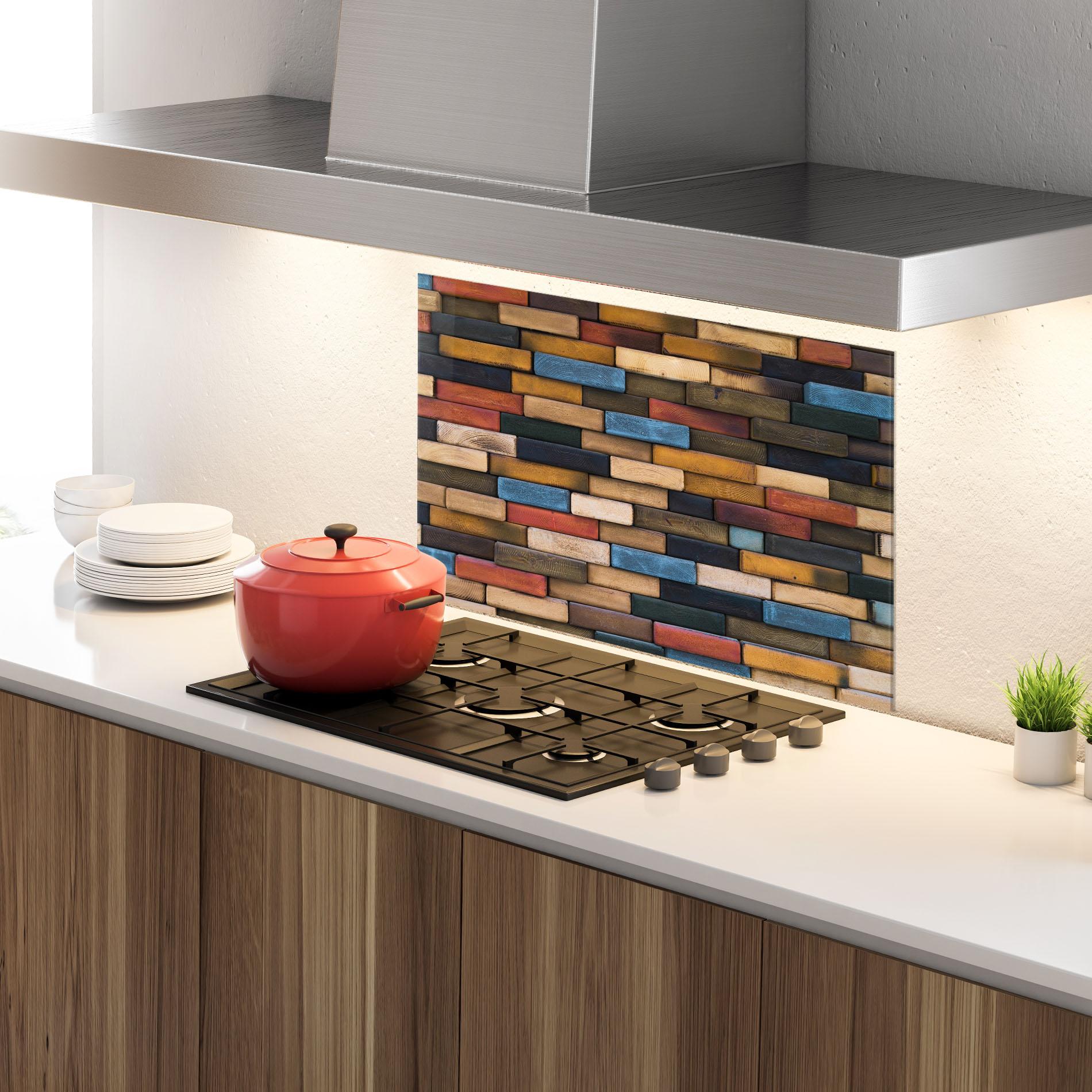 Стъклен панел за кухня Colorul Wood mockup 4