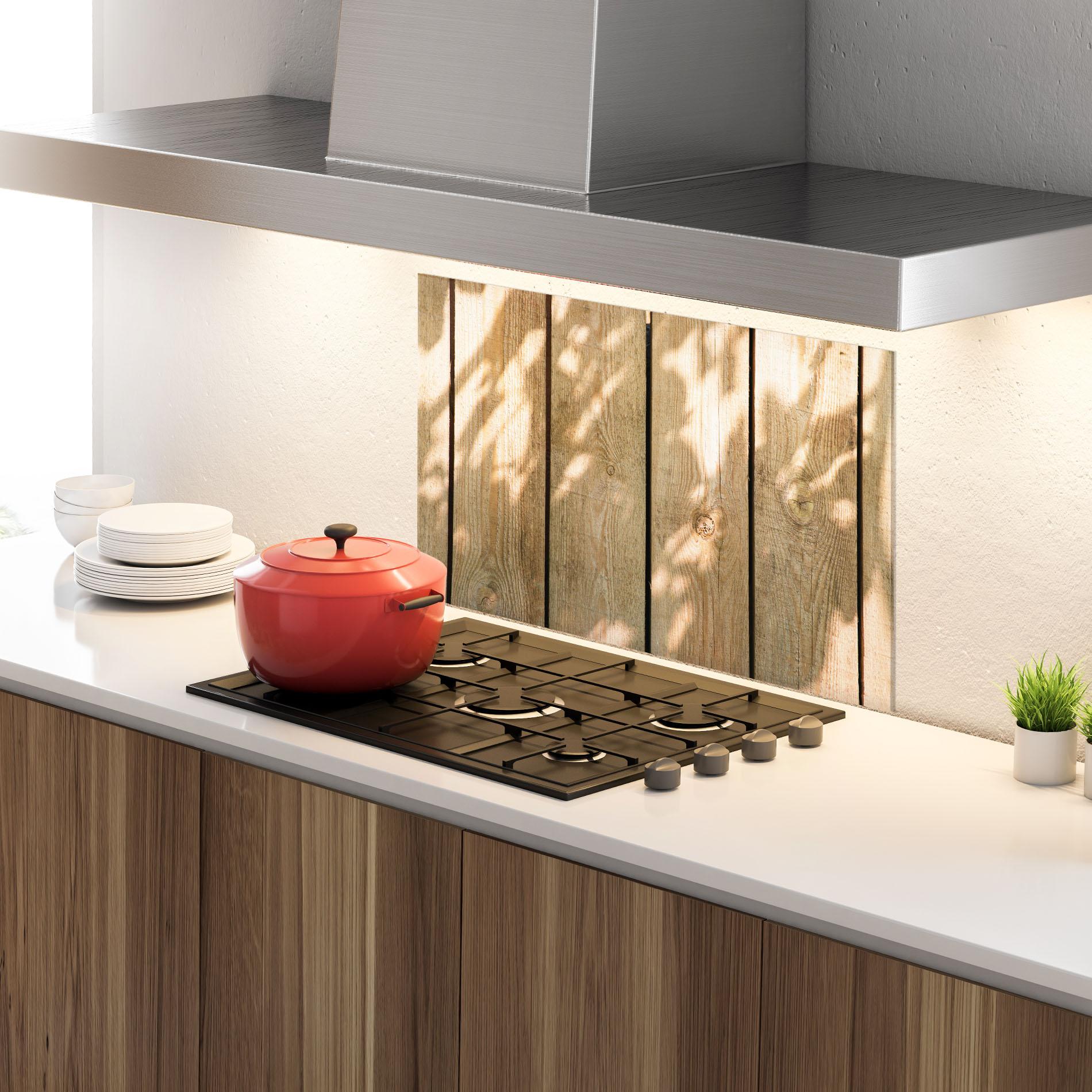 Стъклен панел за кухня Shadows On Wood mockup 4