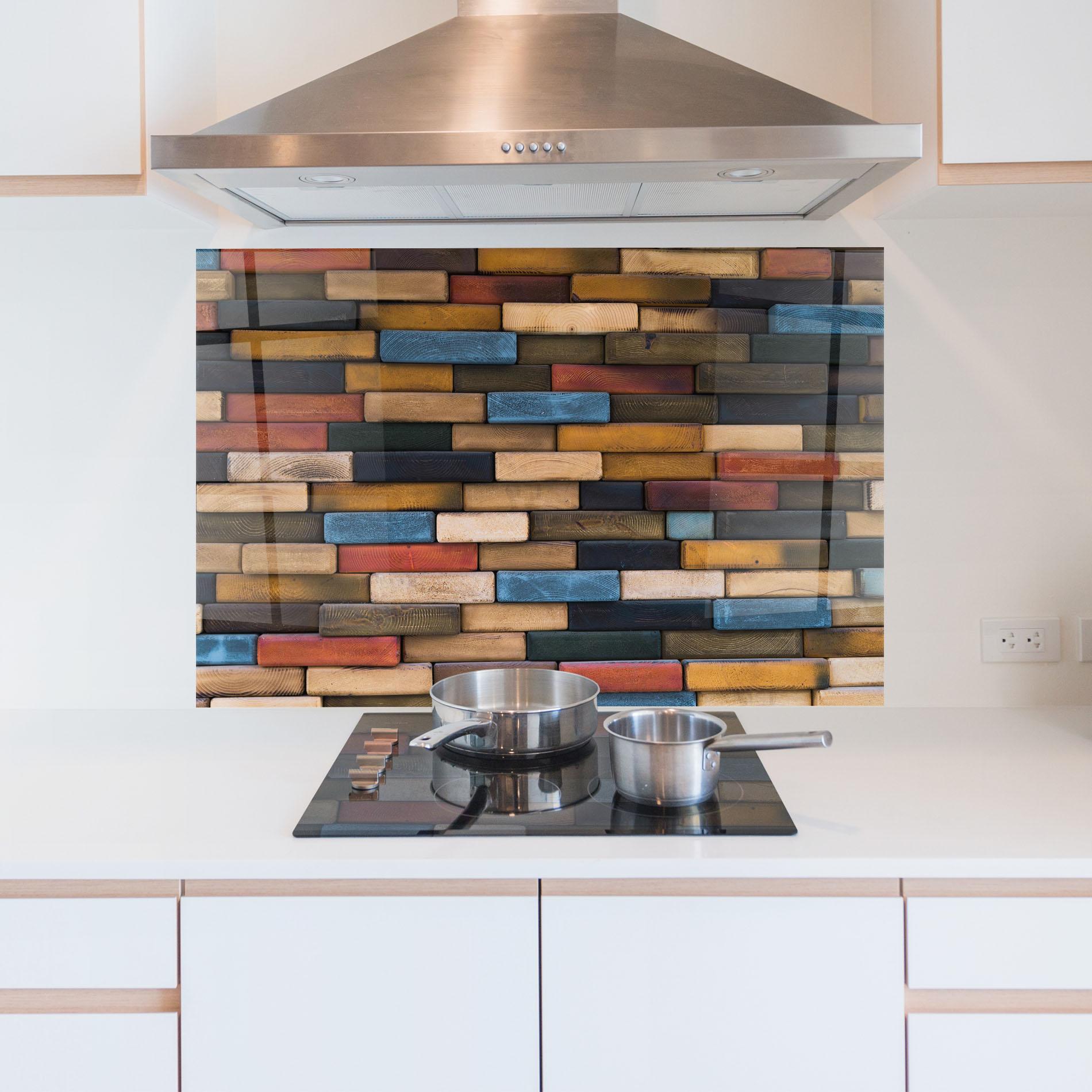 Стъклен панел за кухня Colorul Wood mockup 5