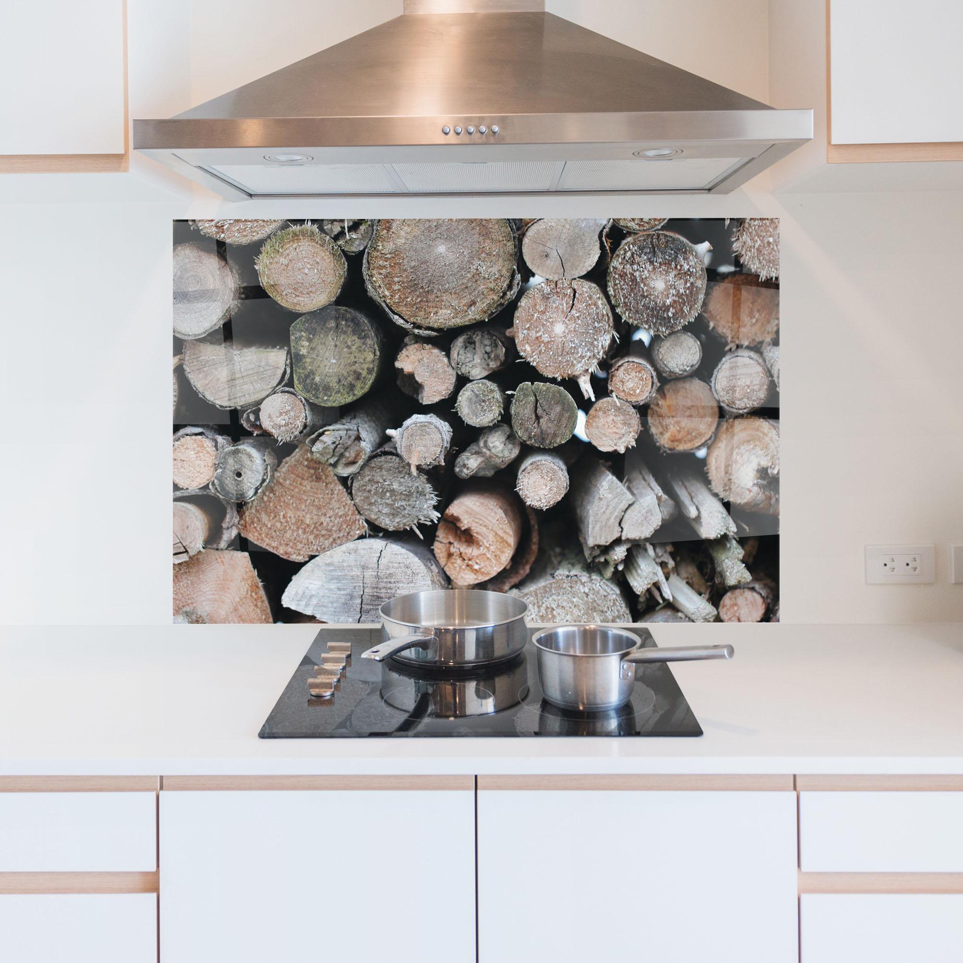 Стъклен панел за кухня Many Logs 2 mockup 5