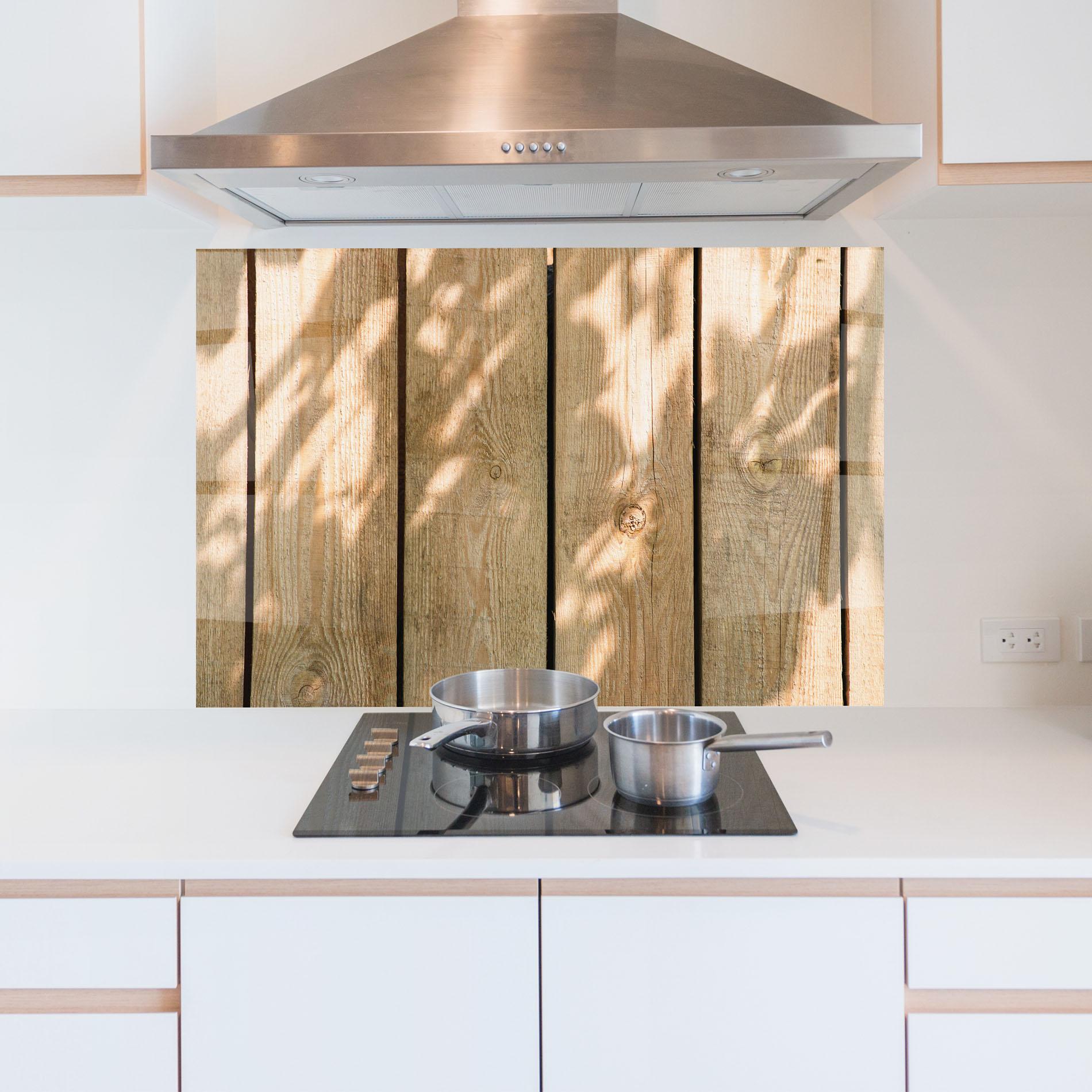 Стъклен панел за кухня Shadows On Wood mockup 5