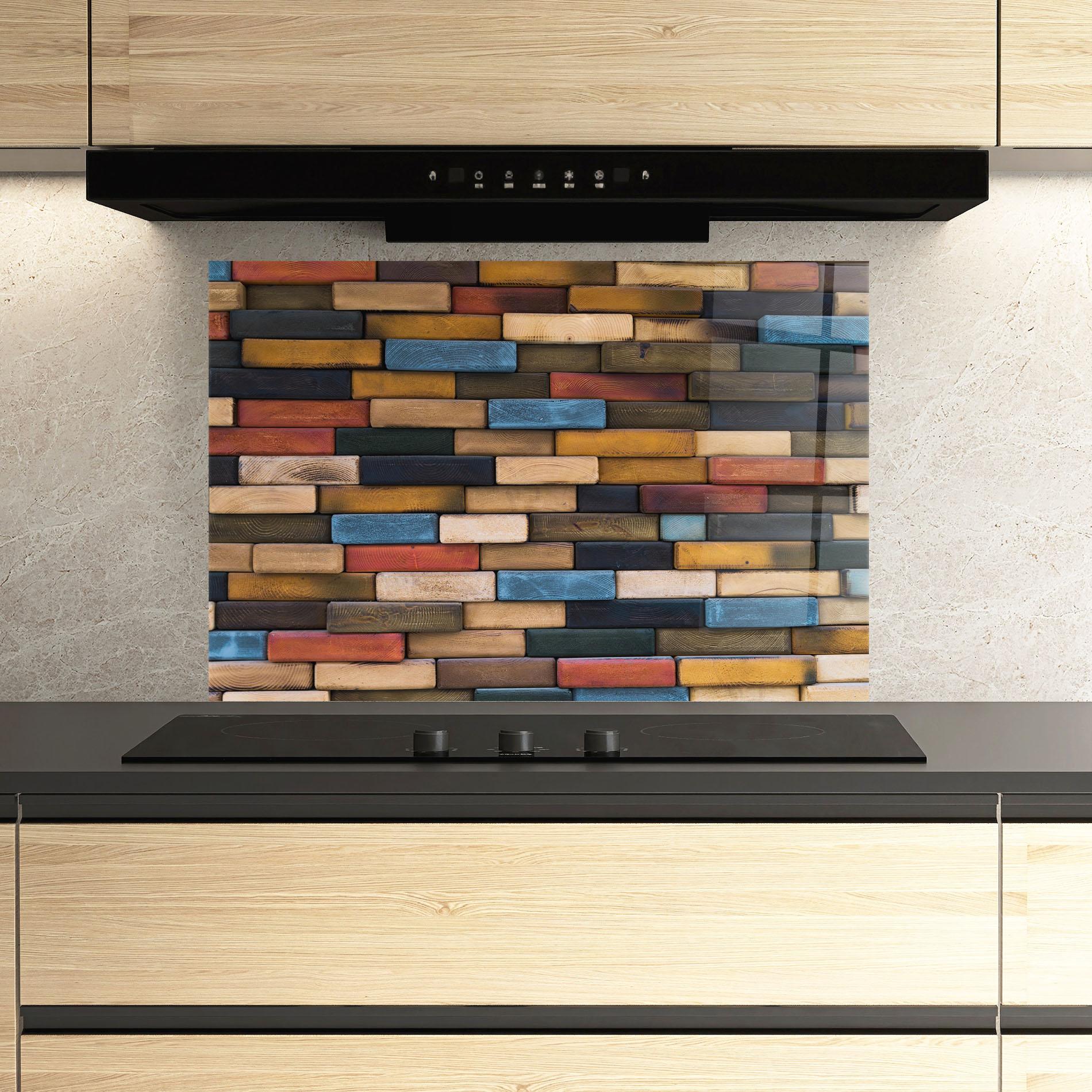 Стъклен панел за кухня Colorul Wood mockup 3