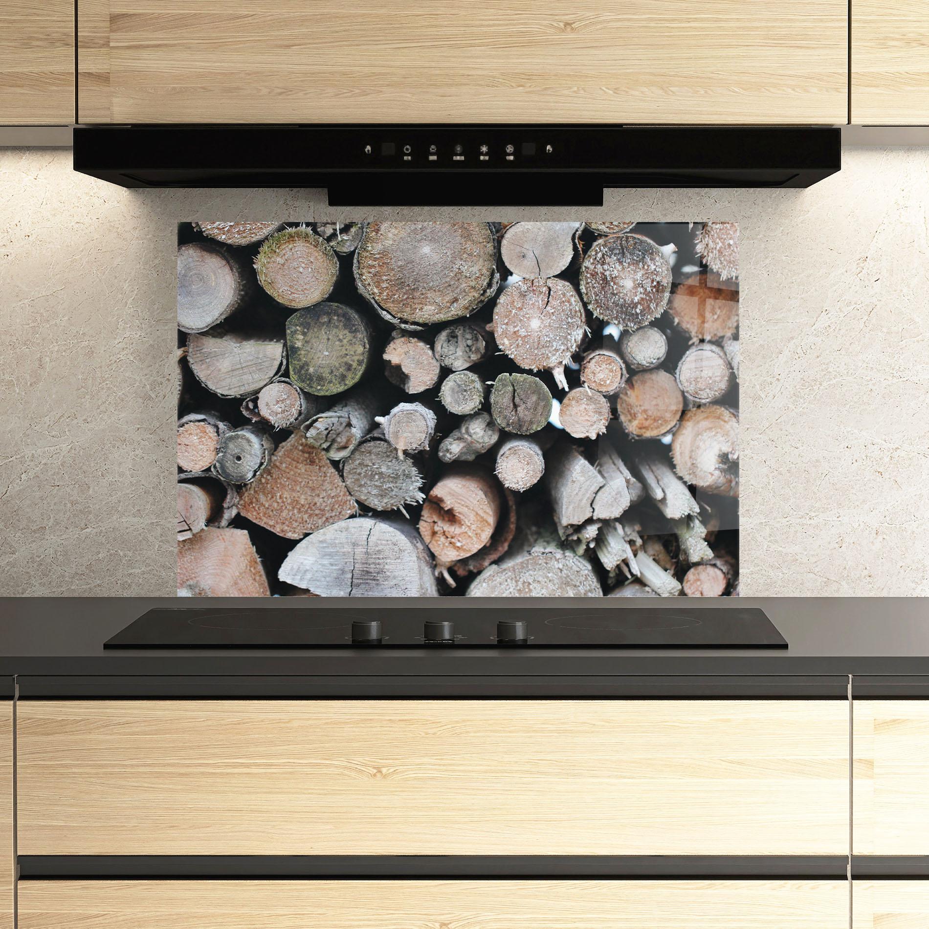 Стъклен панел за кухня Many Logs 2 mockup 3