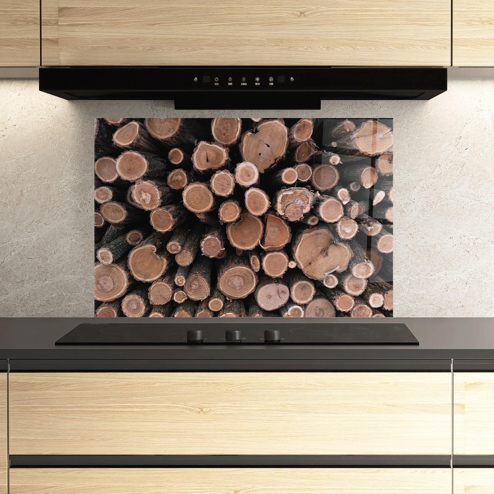 Стъклен панел за кухня Many Logs mockup 3
