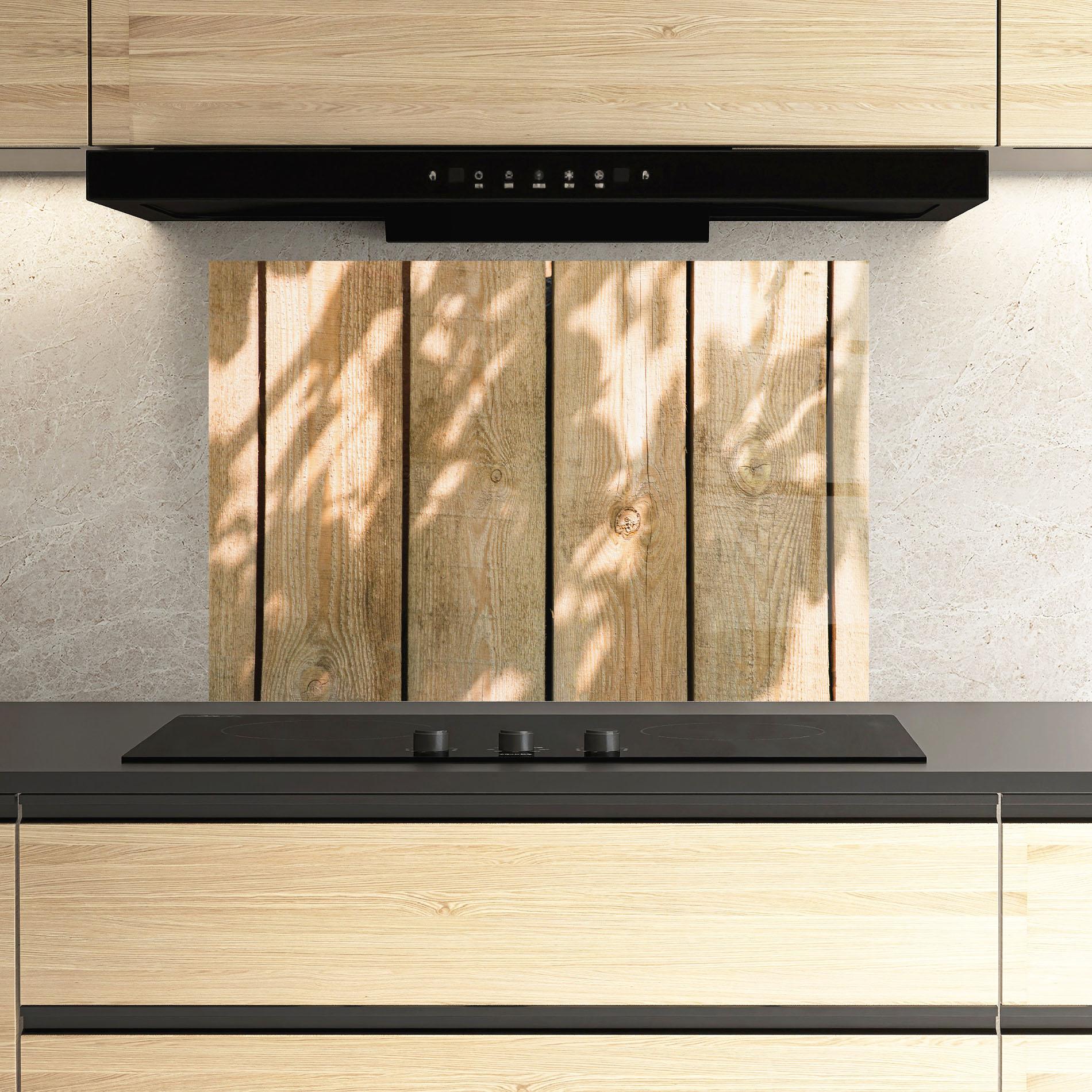 Стъклен панел за кухня Shadows On Wood mockup 3