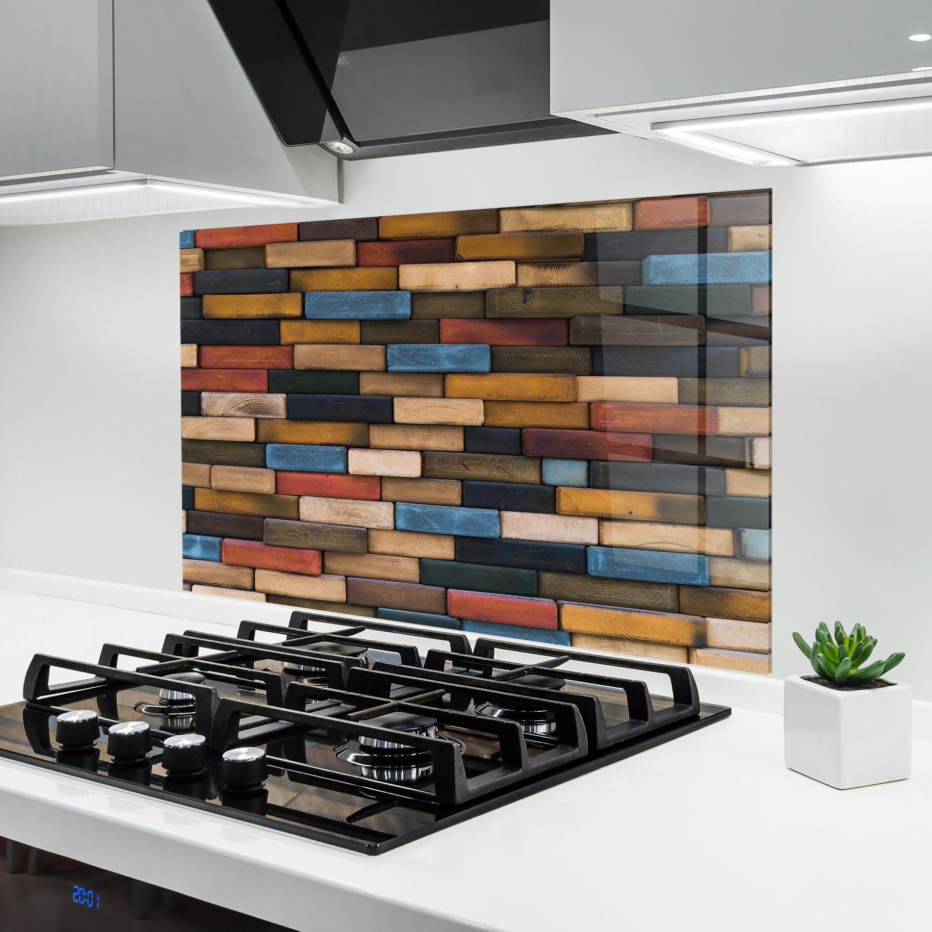 Стъклен панел за кухня Colorul Wood mockup 6