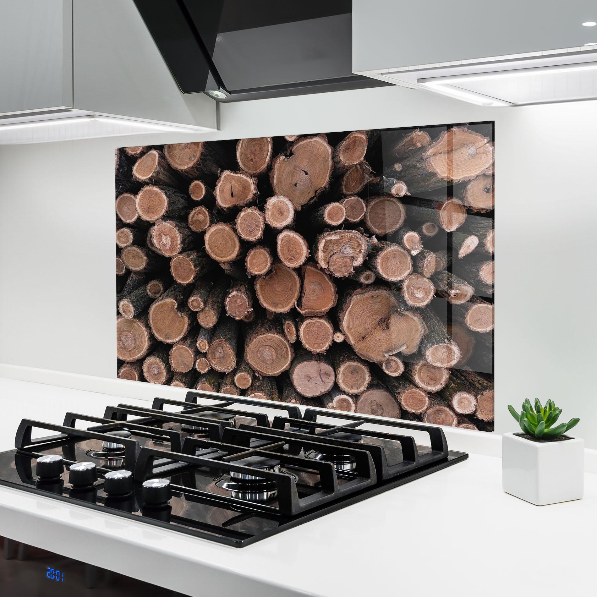 Стъклен панел за кухня Many Logs mockup 6