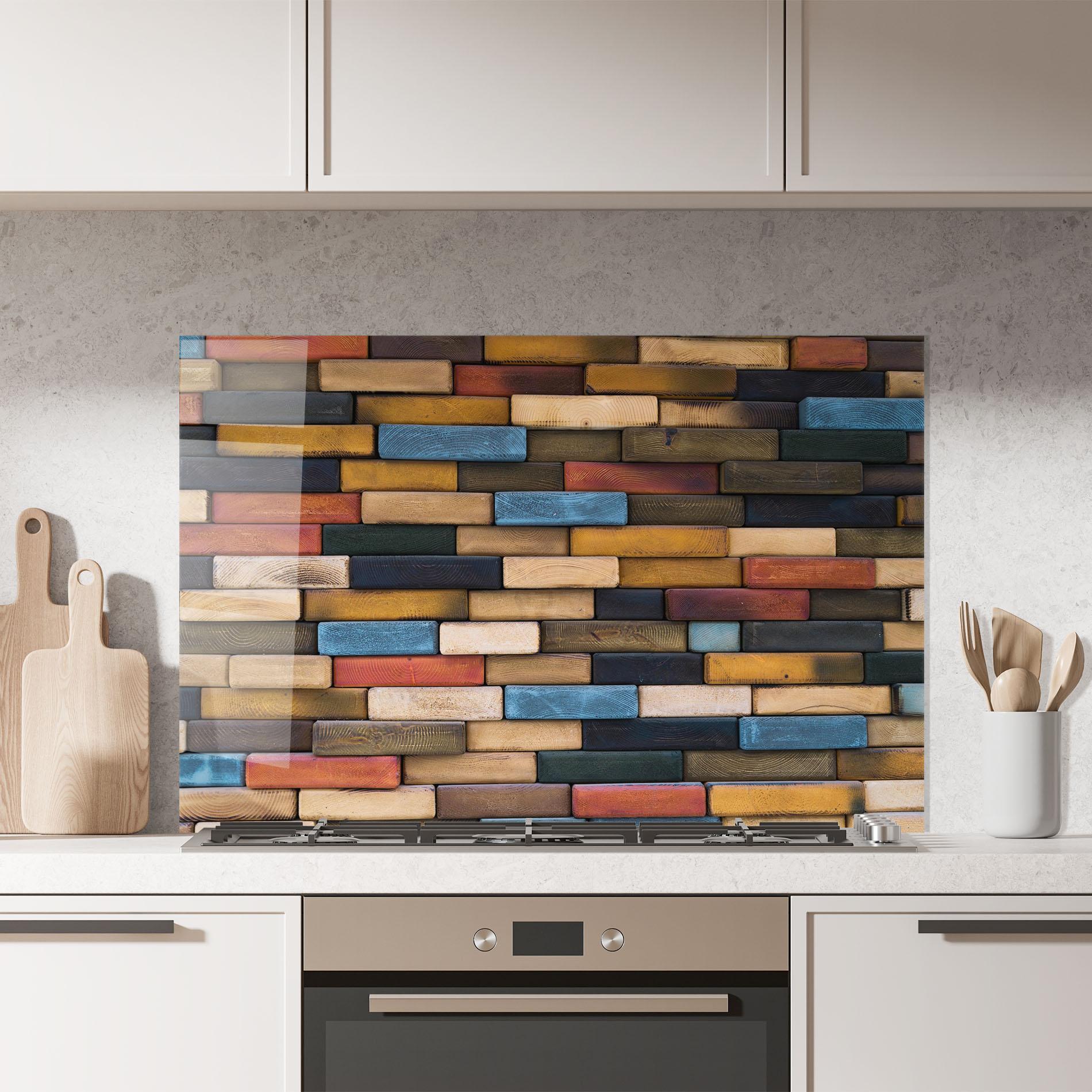 Стъклен панел за кухня Colorul Wood mockup 7