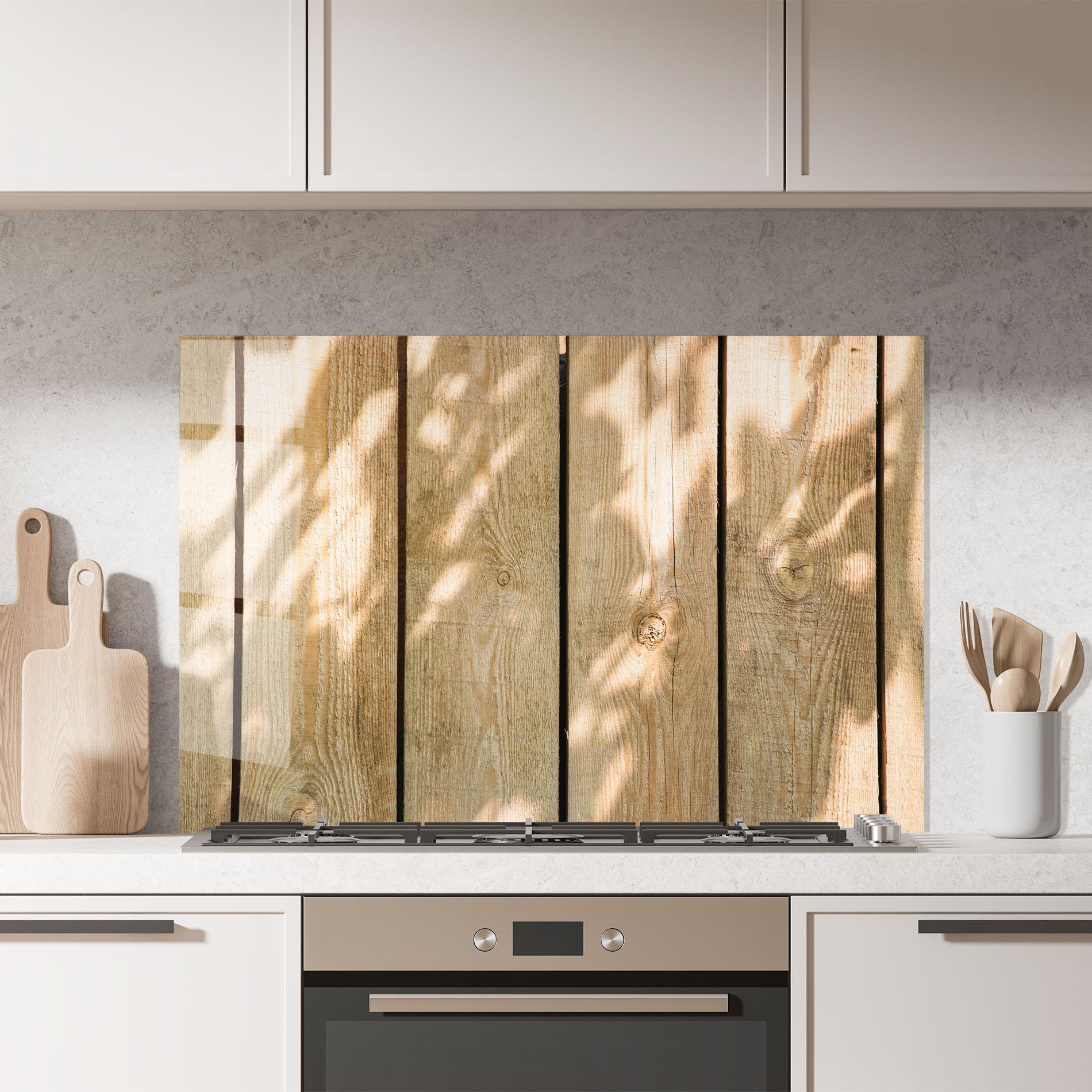 Стъклен панел за кухня Shadows On Wood mockup 7