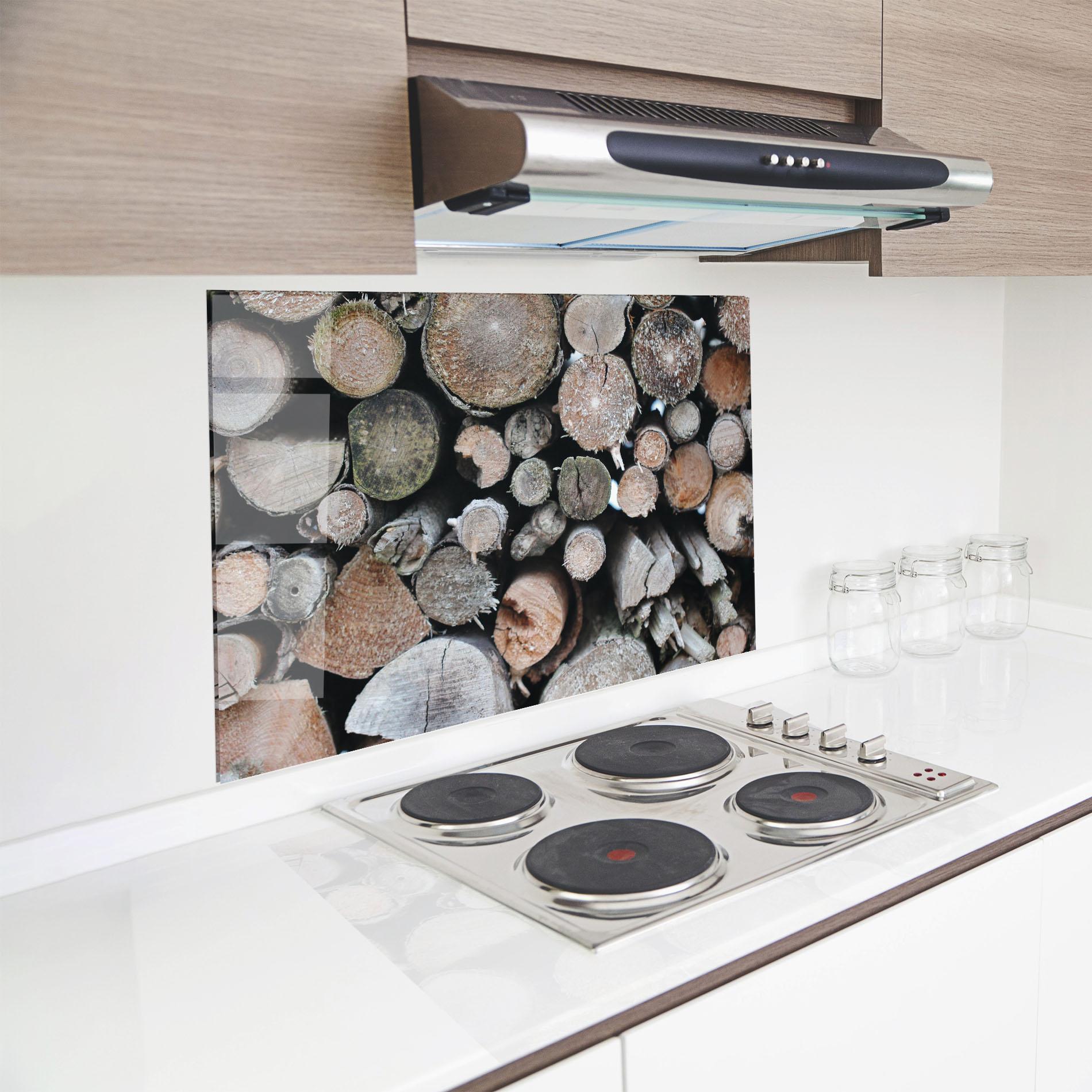 Стъклен панел за кухня Many Logs 2 mockup 8