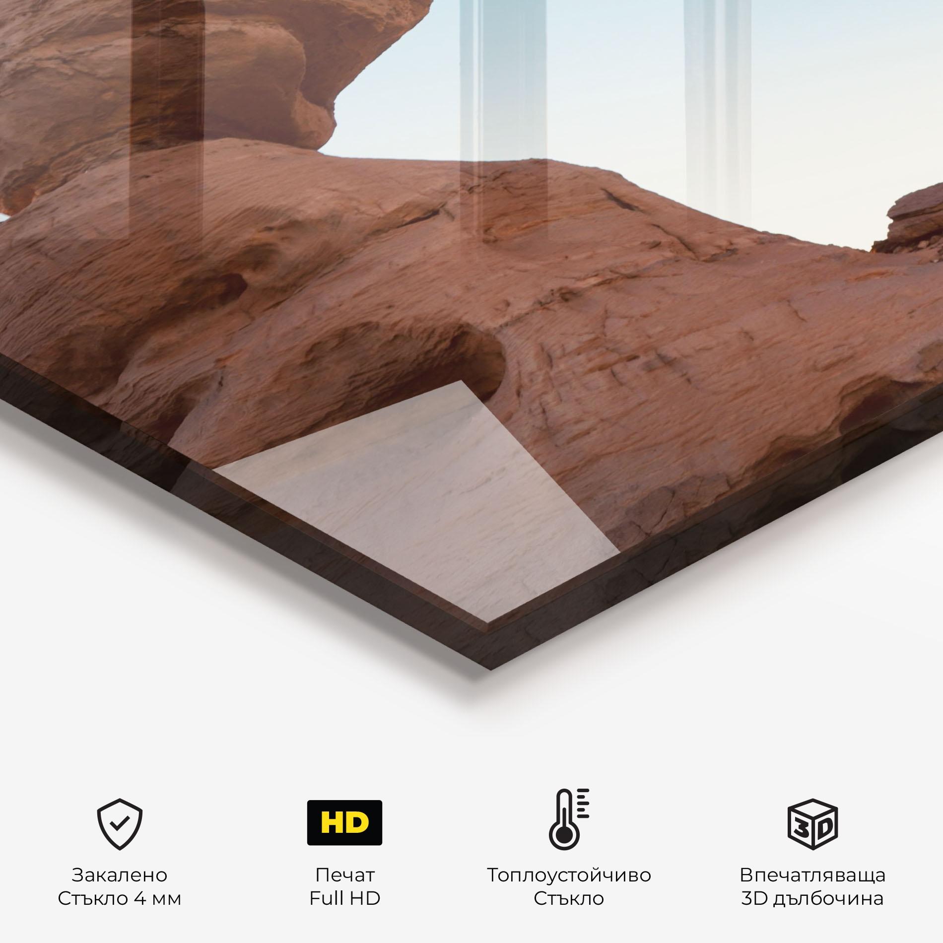 Стъклен панел за кухня Arcade In Desert mockup 2