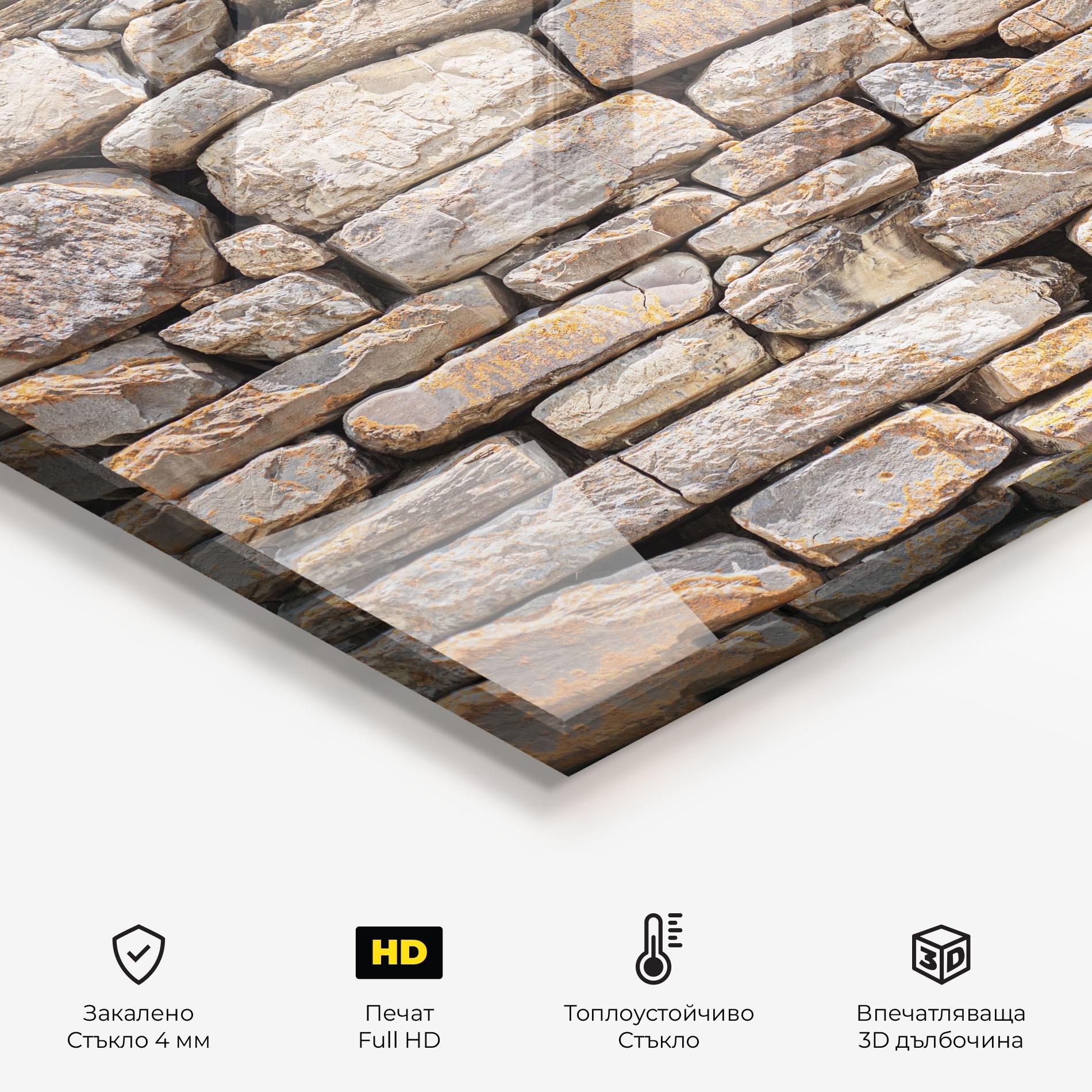 Стъклен панел за кухня Rough Stones mockup 2