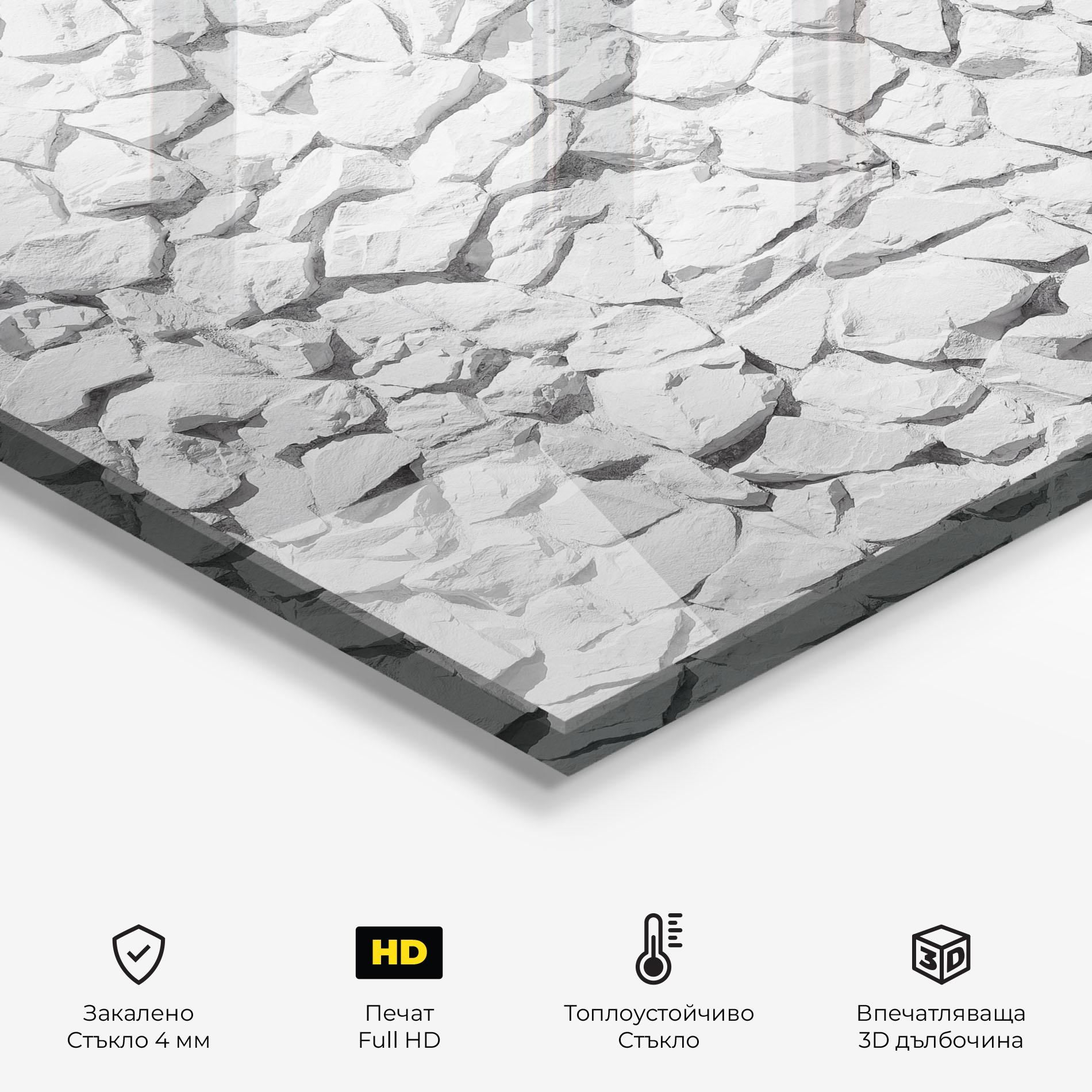 Стъклен панел за кухня White Stones mockup 2