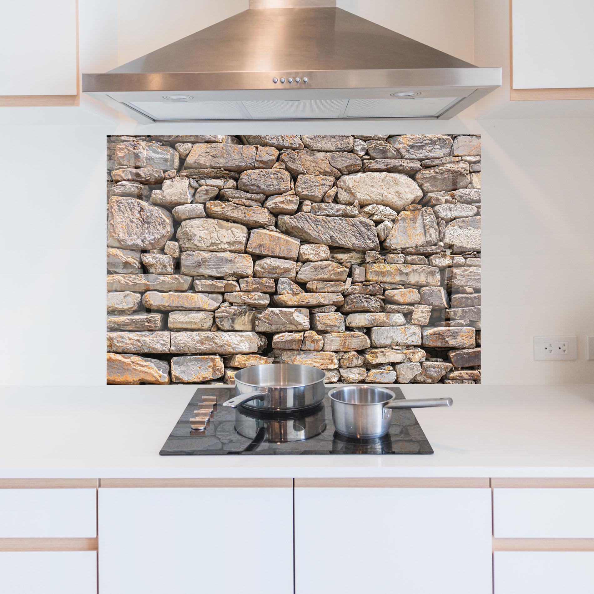 Стъклен панел за кухня Rough Stones mockup 5