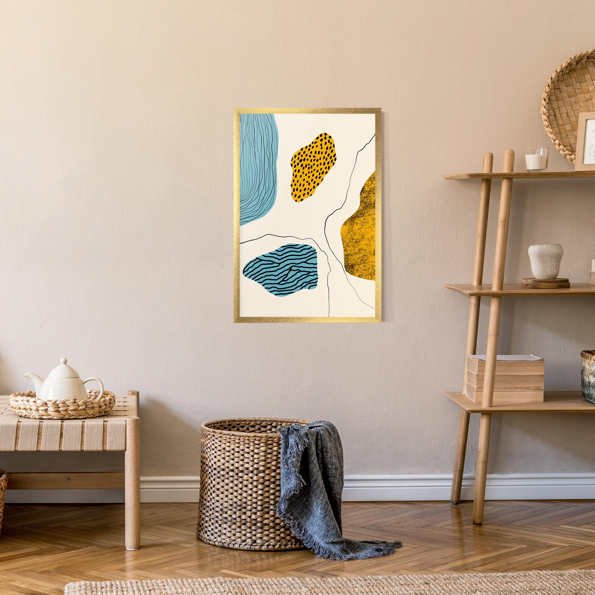 Рамкиран постер Abstract Lines On Blue mockup 9