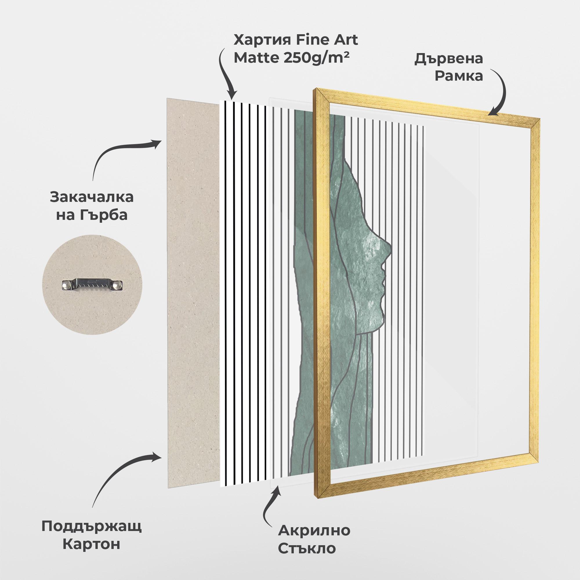 Рамкиран постер Abstract Green Face mockup 1