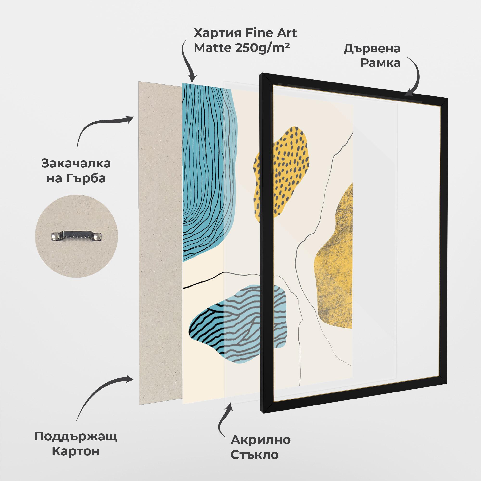 Рамкиран постер Abstract Lines On Blue mockup 1