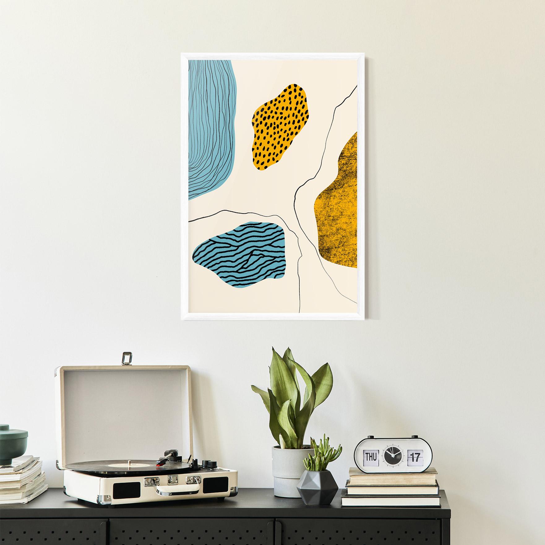 Рамкиран постер Abstract Lines On Blue mockup 2