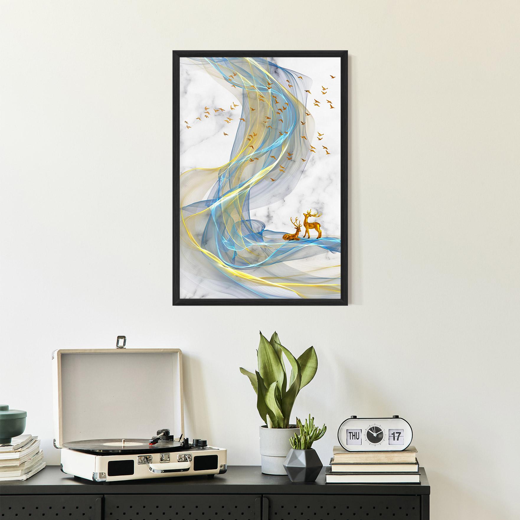 Рамкиран постер Abstract Golden Landscape 2 mockup 2