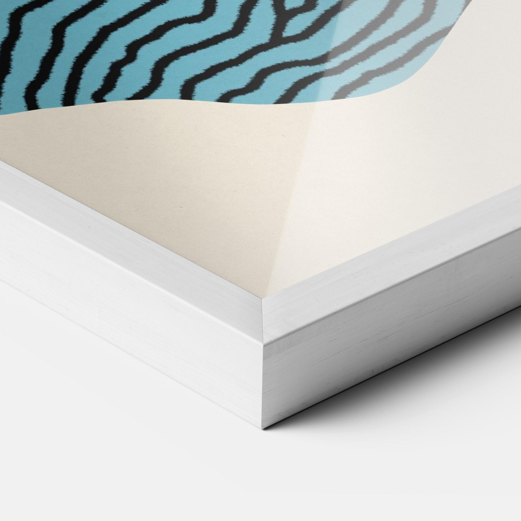 Рамкиран постер Abstract Lines On Blue mockup 3