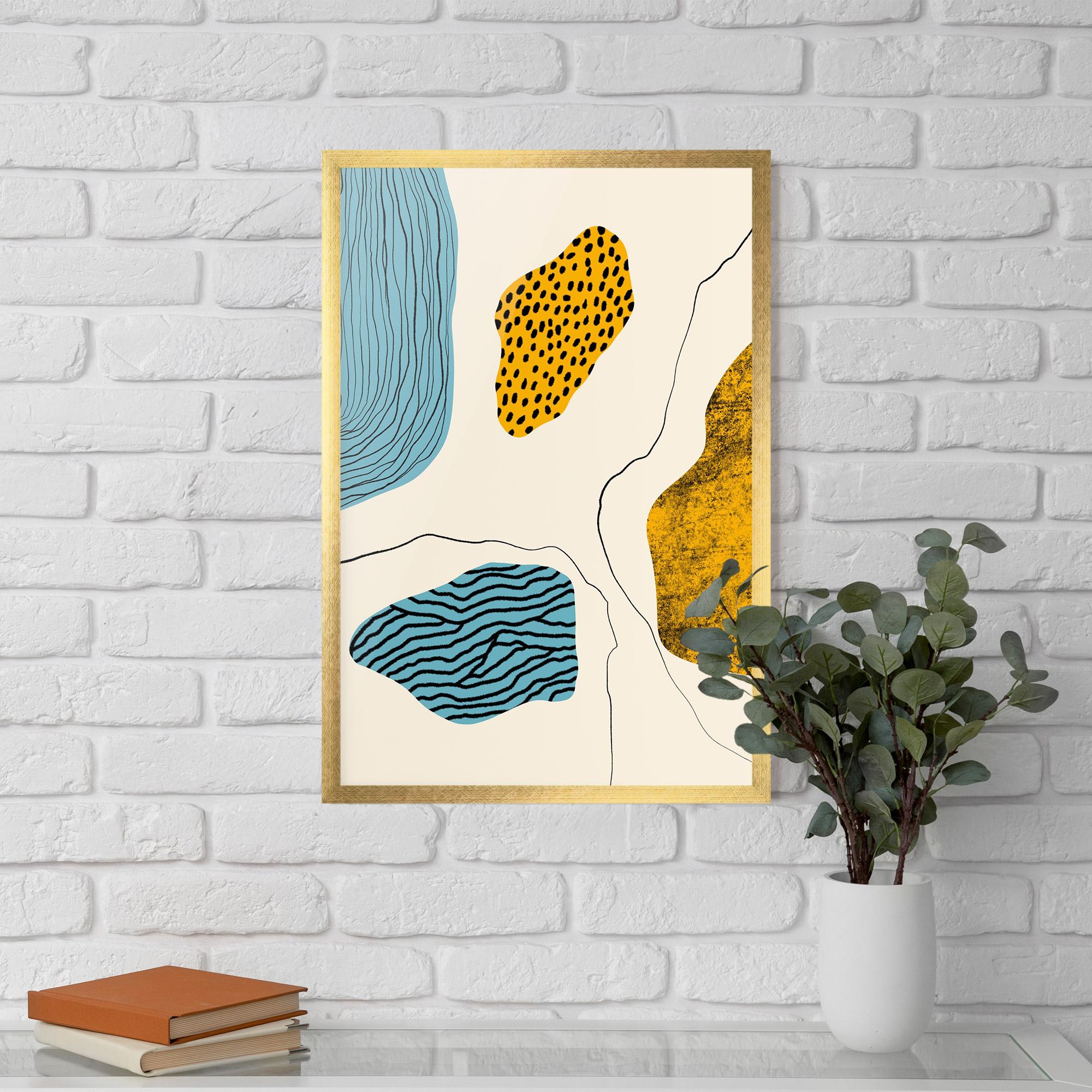 Рамкиран постер Abstract Lines On Blue mockup 5