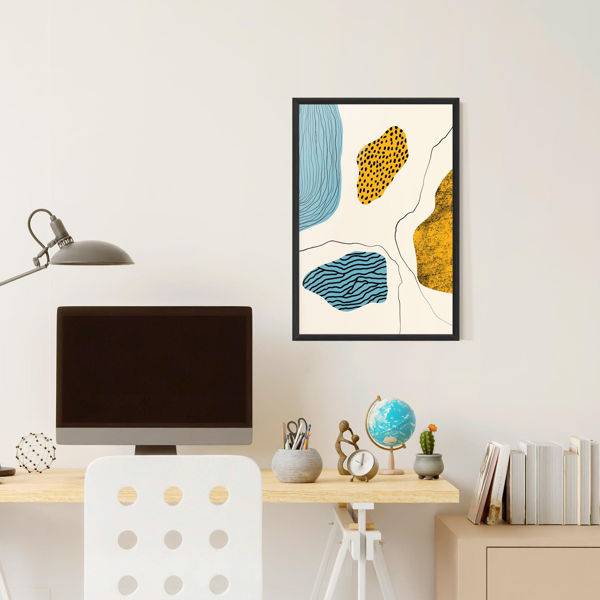 Рамкиран постер Abstract Lines On Blue mockup 6