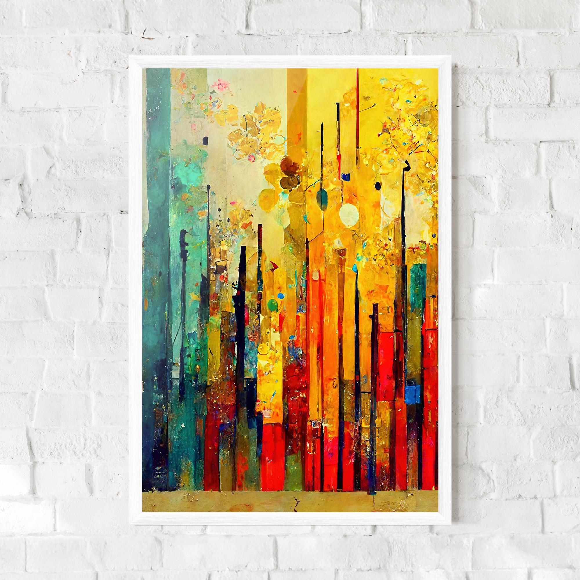 Рамкиран постер Black Lines On Yellow Light mockup 0