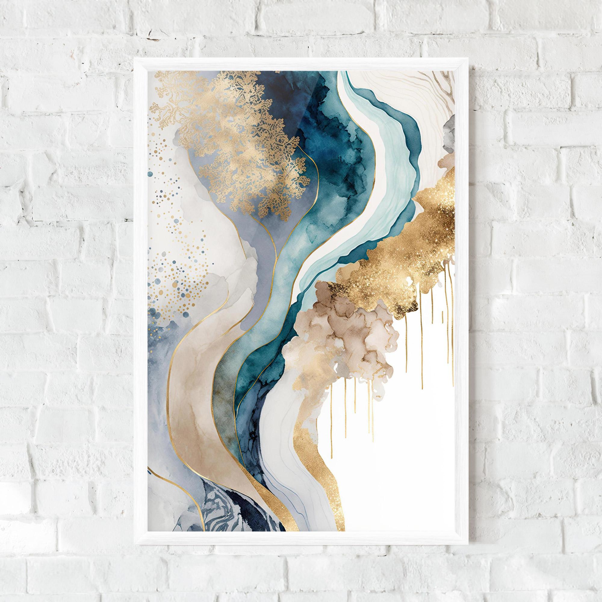 Рамкиран постер Light Blue Waves mockup 0